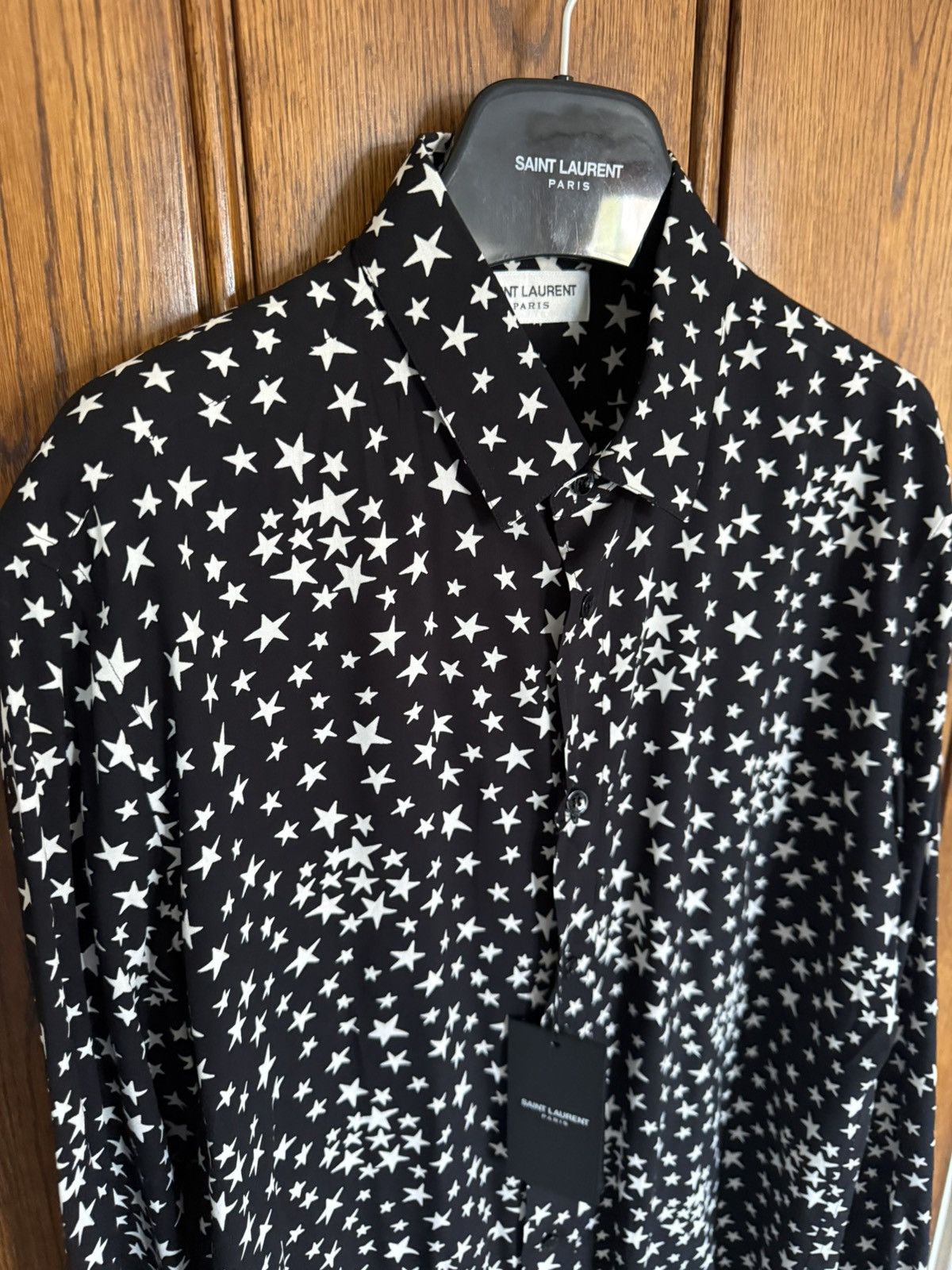 Saint Laurent Paris FW16 Saint Laurent black white star shirt 41 BNWT Hedi grail Size US L / EU 52-54 / 3 - 14 Thumbnail