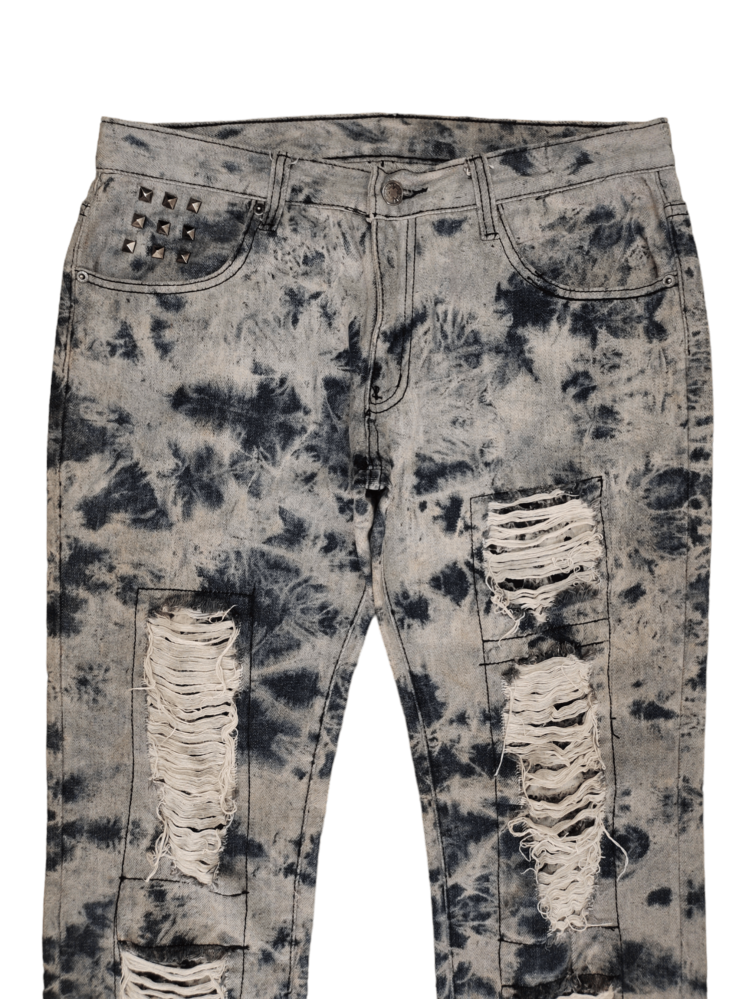 Share Spirit Homme Berning Sho Bleach Wash Distressed Denim Pants Punk Gothic Size US 33 - 2 Thumbnail