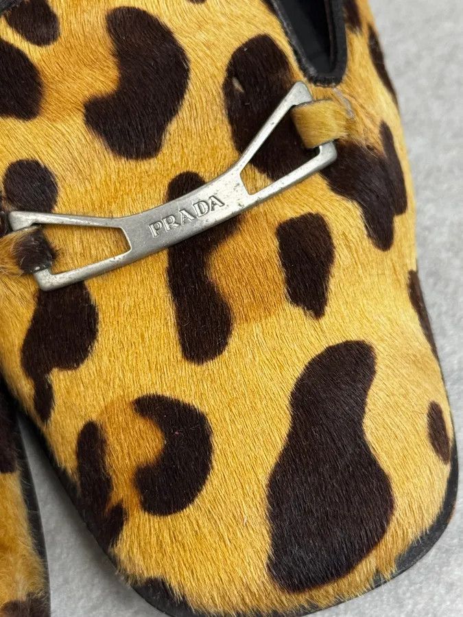 Prada 1990s Prada Leopard Block Heel Pony Hair Loafers Size US 6 / IT 36 - 6 Thumbnail