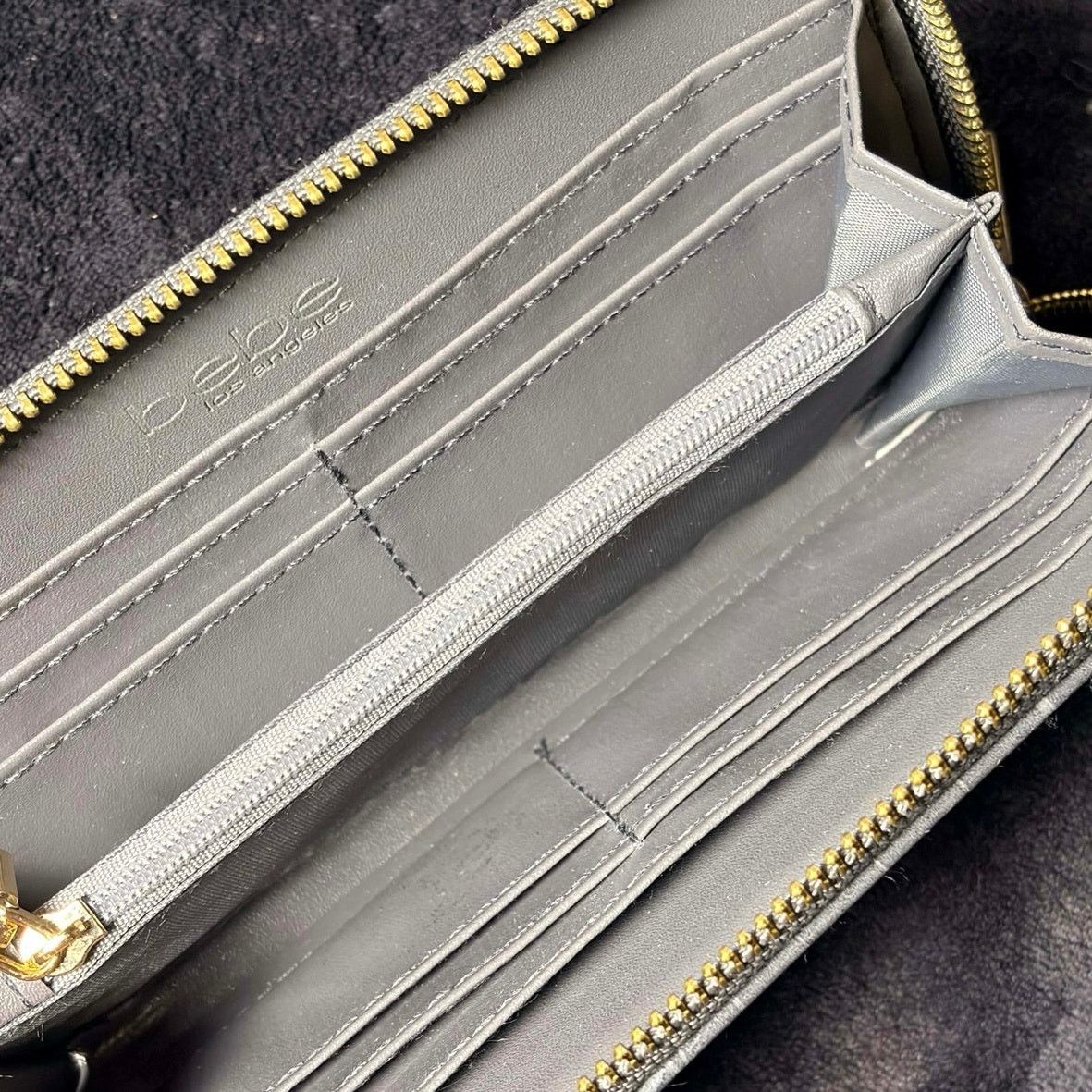 Bebe Gold & Gray Faux Crocodile Bebe Wallet Size ONE SIZE - 5 Thumbnail