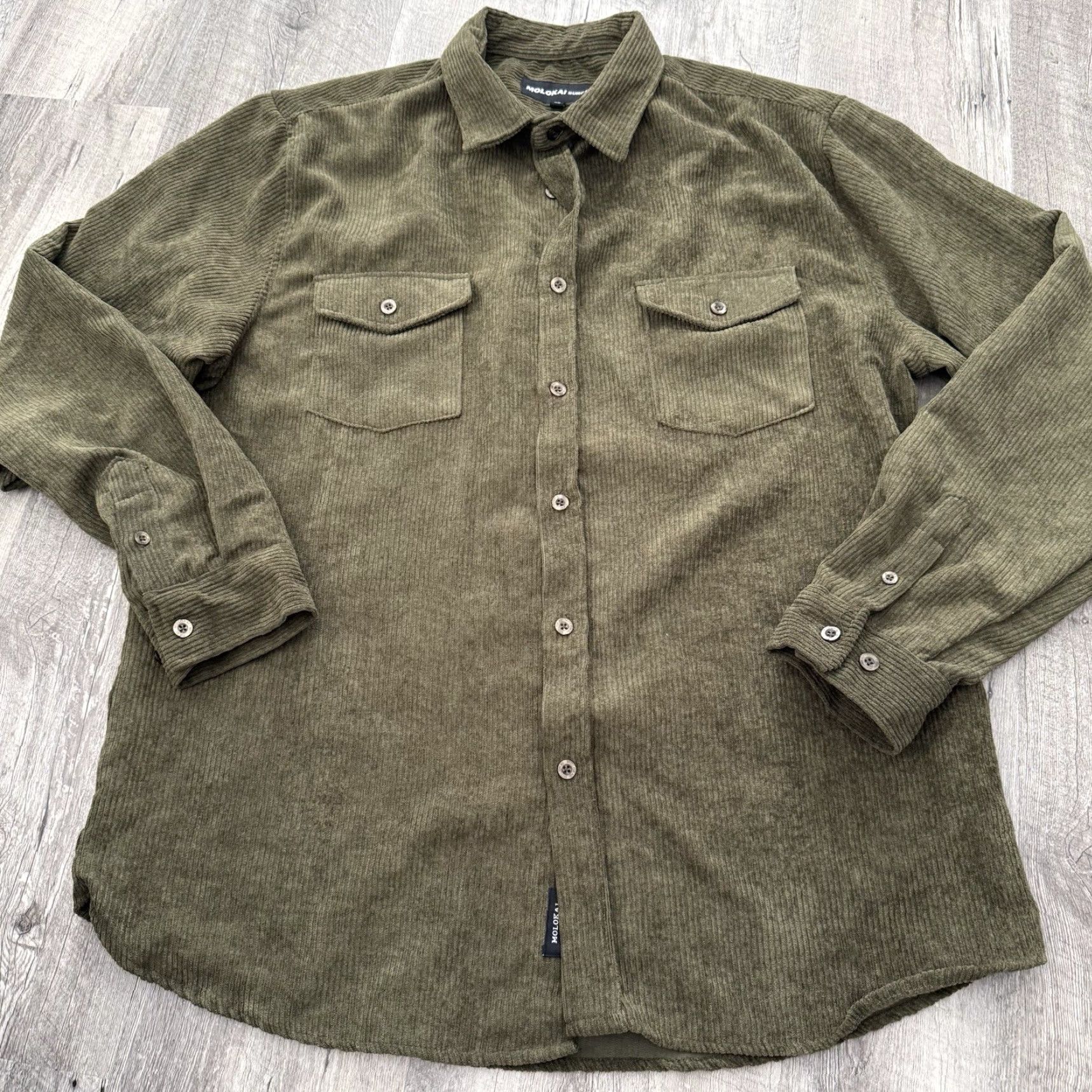 Layer 8 Molokai Surf Co. Corduroy Shirt XL Green Long Sleeve Button-Up Casual Men’s Pocketed Corduroy Shirt Size US XL / EU 56 / 4 - 6 Thumbnail