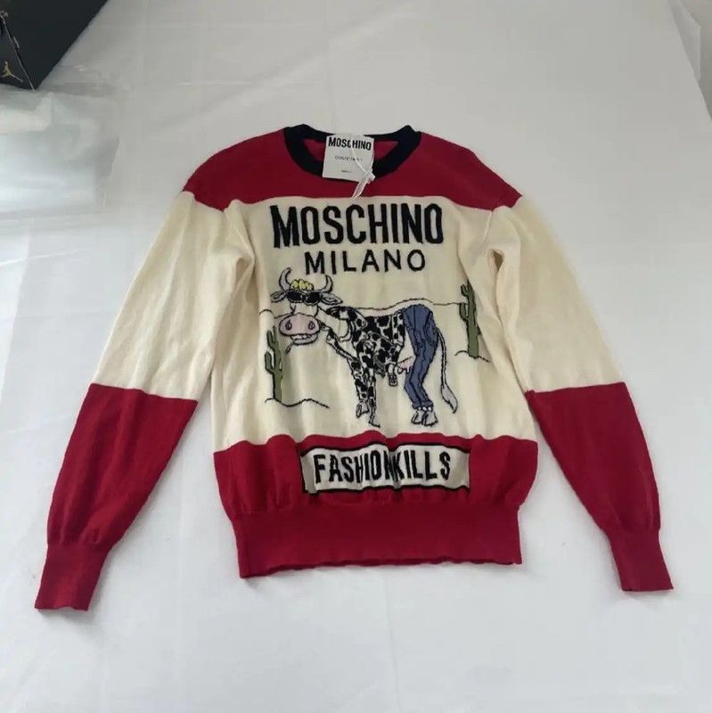 Moschino Moschino Red Women's Sweater with Cow Print 0089 Size M / US 6-8 / IT 42-44 - 1 Thumbnail