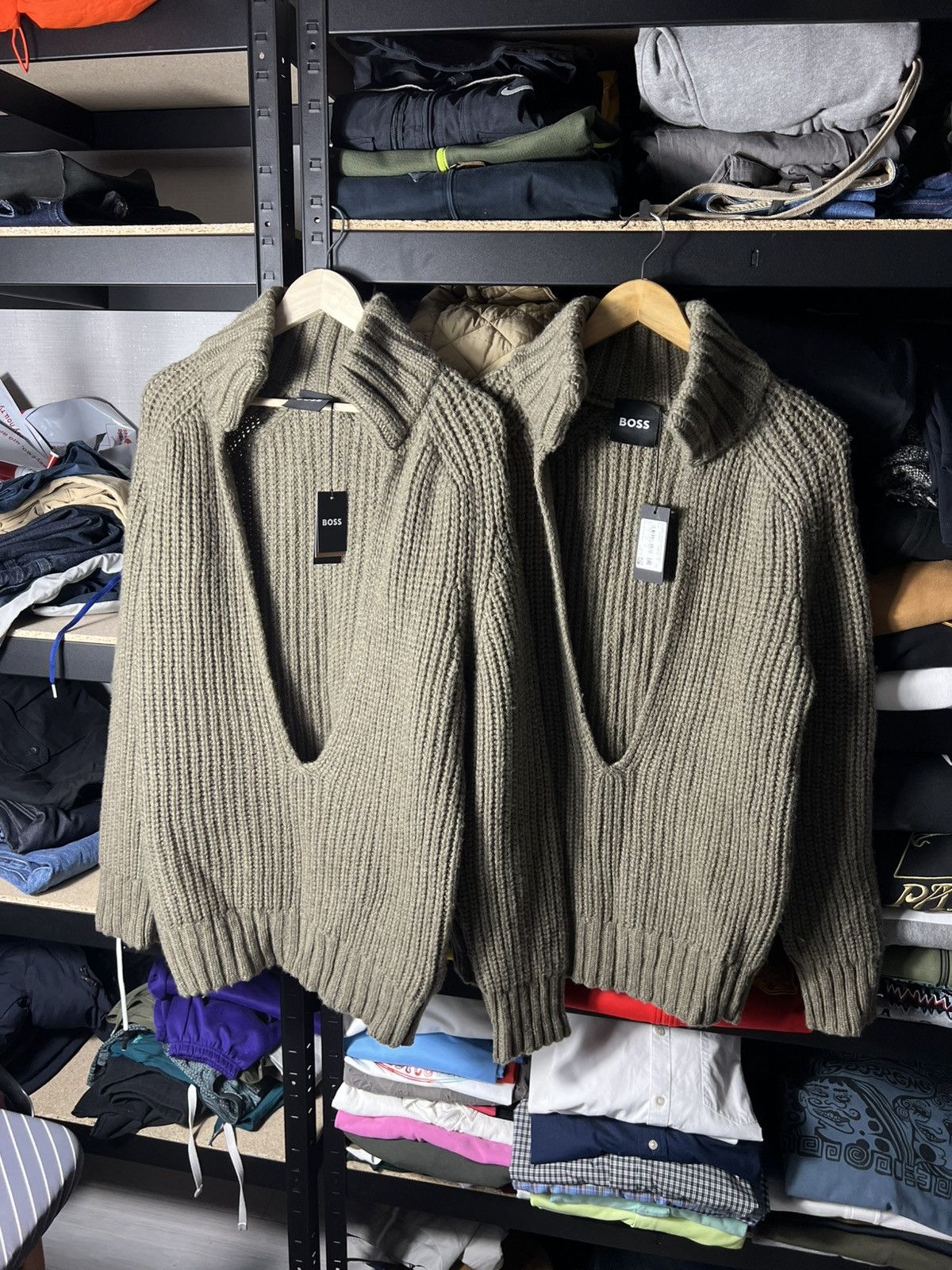 Hugo Boss RRP 520$ NWT Boss Luxury Wool Chunky Knit Sweater Green Size US M / EU 48-50 / 2 - 7 Thumbnail