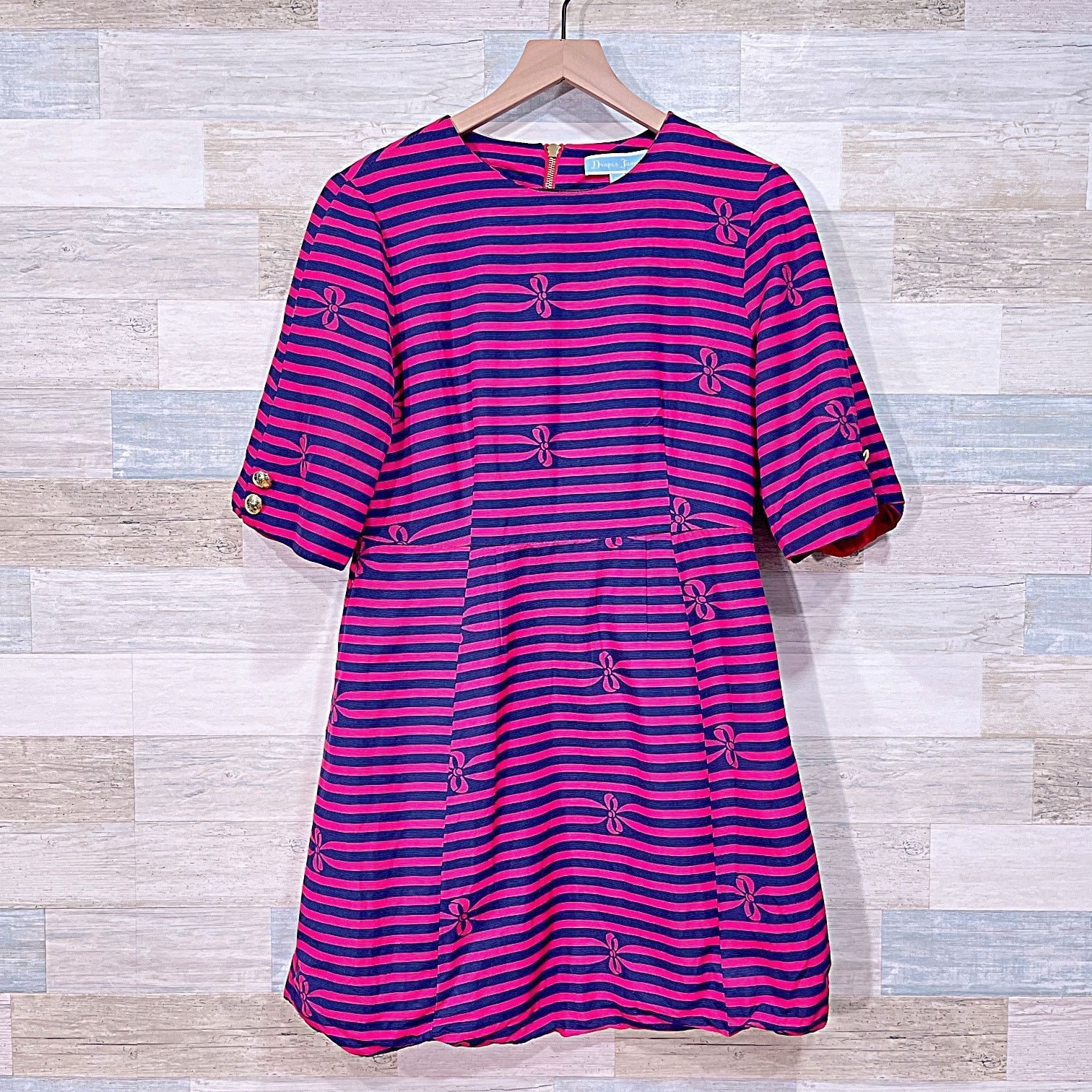 Other Draper James Bow Striped Dress Red Navy Blue Womens 10 Size L / US 10 / IT 46 - 2 Thumbnail
