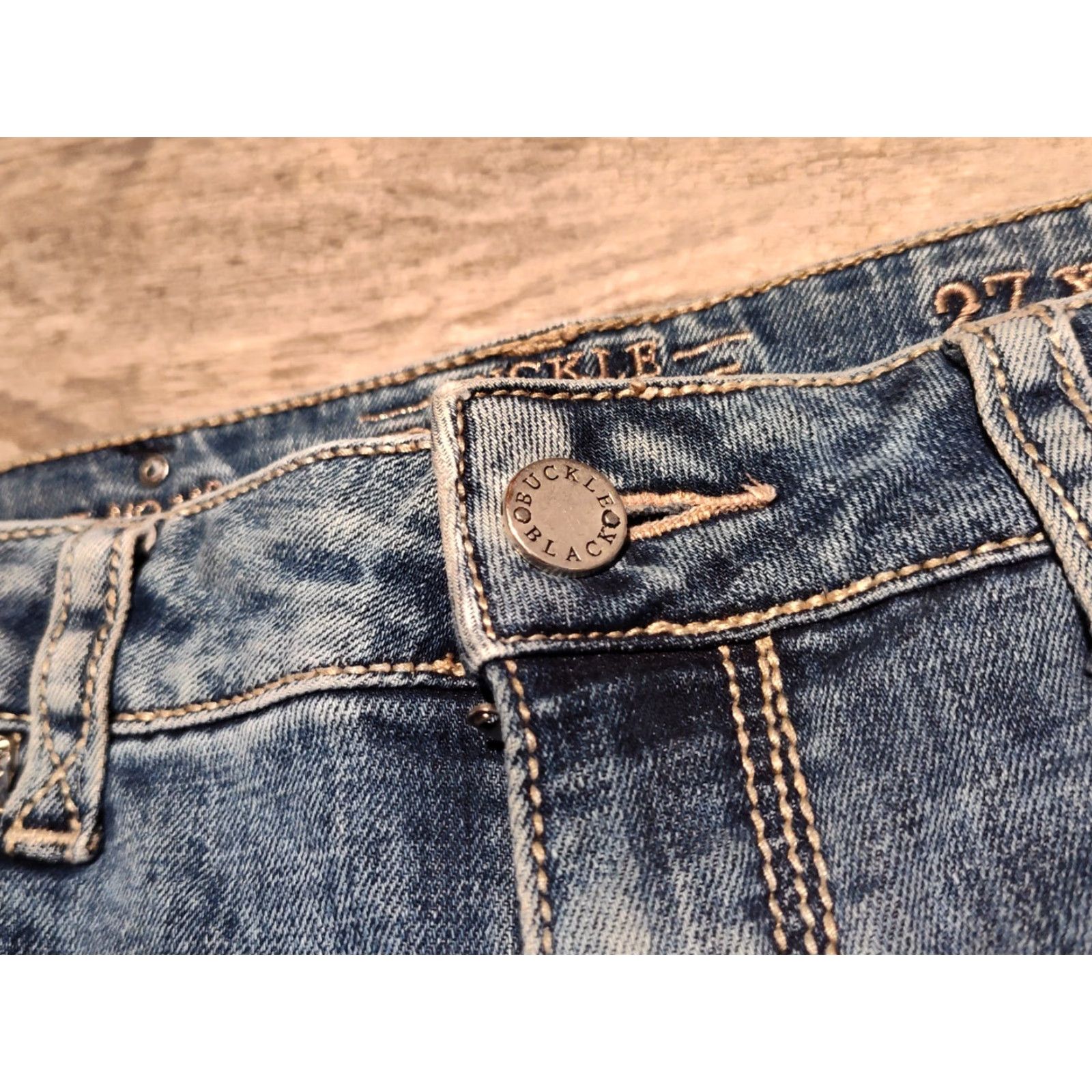 Buckle Black BUCKLE BLACK Womens Jeans Straight Leg Acid Wash Blue Cotton Blend 32x31 All Seasons Size 24" / US 00 / IT 34 - 6 Thumbnail