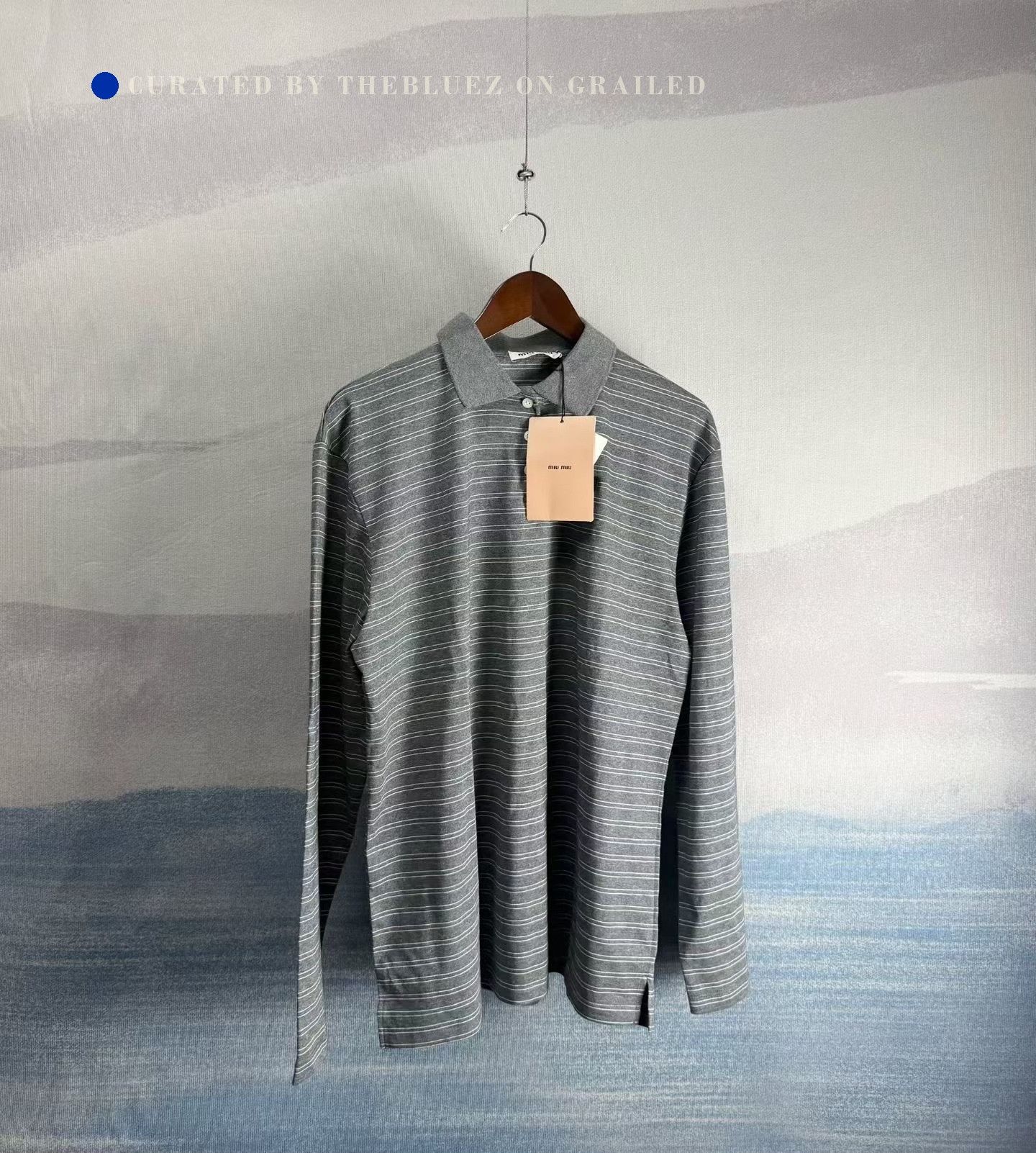 Miu Miu Miu Miu SS25 Striped Logo Long Sleeve Polo Size M / US 6-8 / IT 42-44 - 1 Thumbnail
