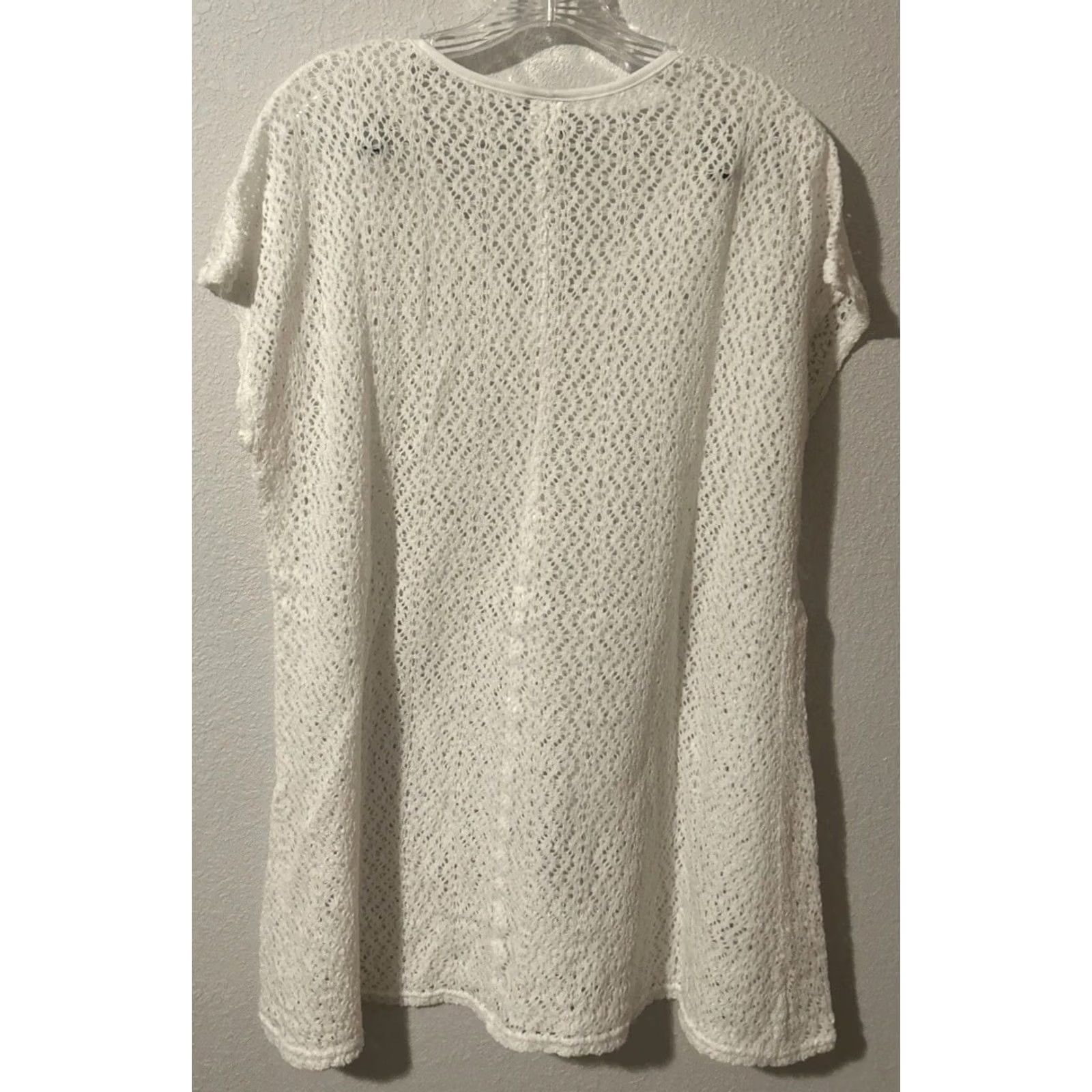 Vintage VINTAGE WearAbouts Sheer Tunic Top Coverup XL White Pullover V-Neck Cap Sleeve Beach Bohemian Retro Summer Womens Size XL / US 12-14 / IT 48-50 - 2 Thumbnail