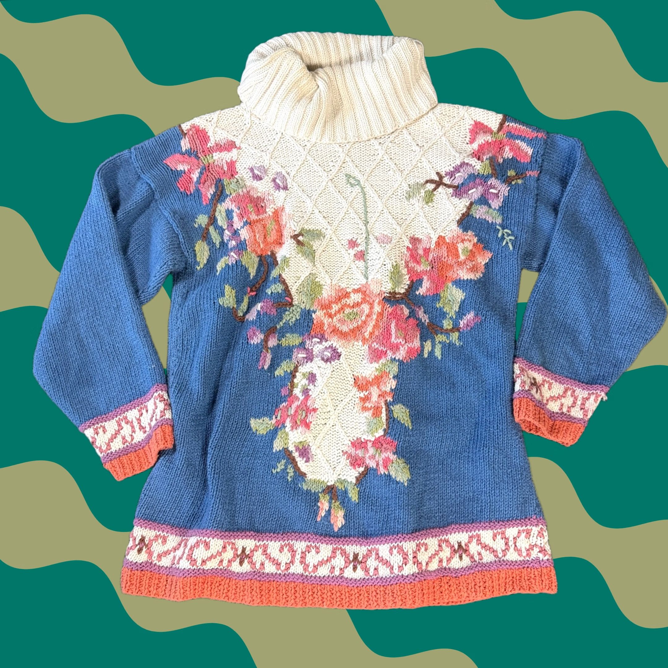 Vintage VINTAGE Melbourne Knit Sweater Small Cream Chunky Floral Country Y2k Longsleeve S Womens Size S / US 4 / IT 40 - 1 Thumbnail