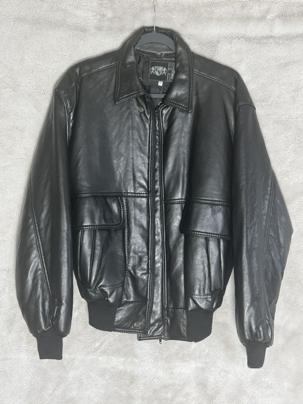 The GV Gallery GV Emporio Handmade in Italy Black Leather Bomber Jacket Size US XL / EU 56 / 4 - 1 Thumbnail