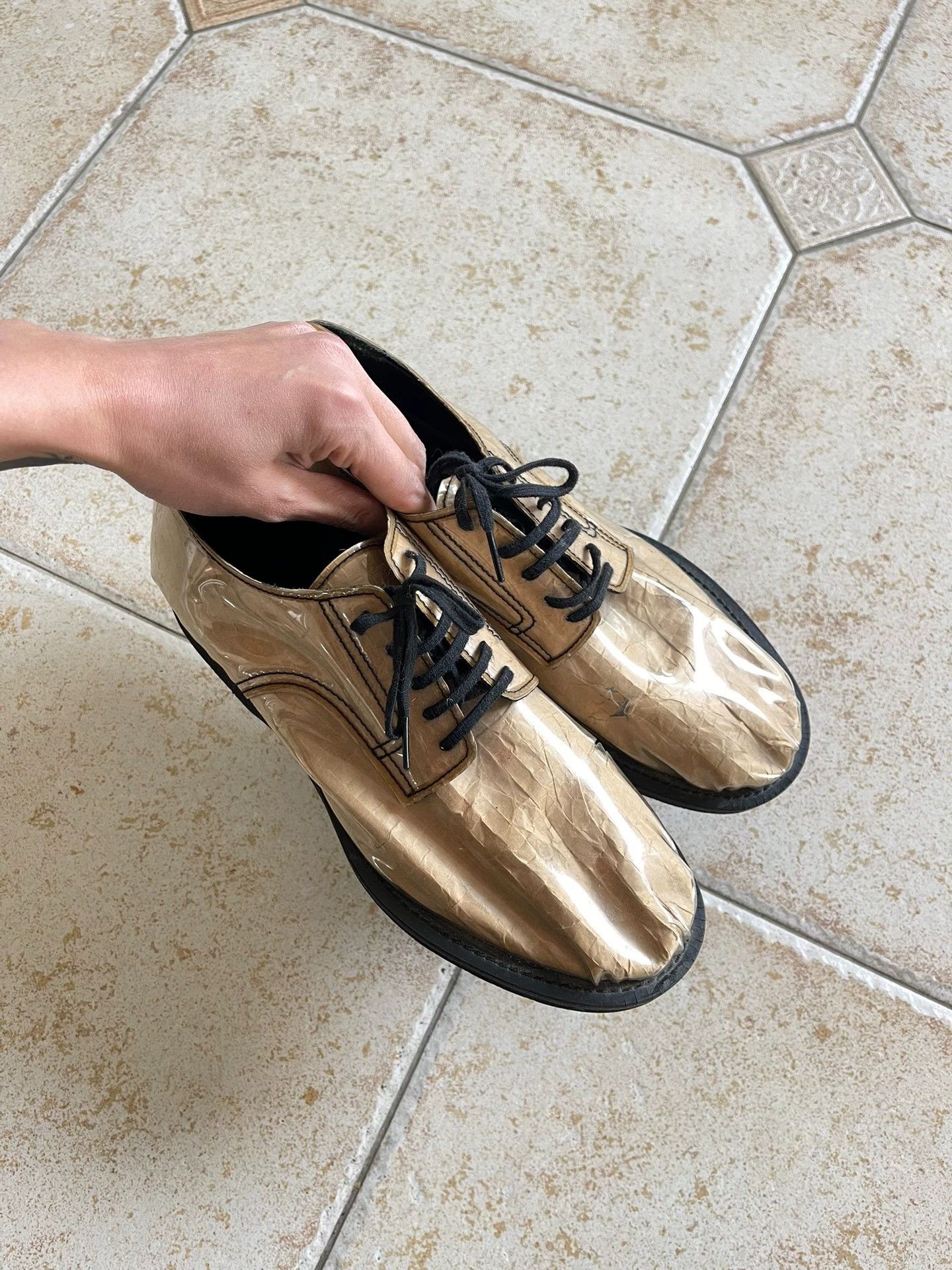 Comme des Garcons CDG 15SS Rei Kawakubo PVC/Kraft Paper Derby Shoes Size US 7.5 / IT 37.5 - 3 Thumbnail