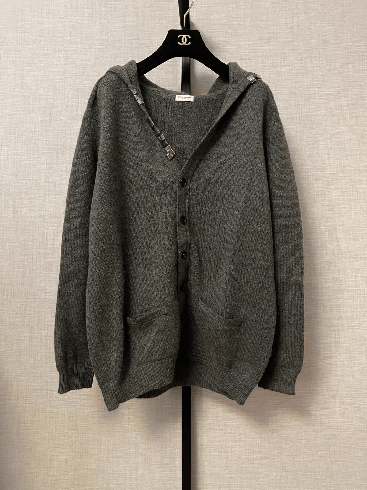 Saint Laurent Paris Saint Laurent Paris 13AW Runway Grey Rivet Cardigan mojos11 Size US M / EU 48-50 / 2 - 2 Thumbnail