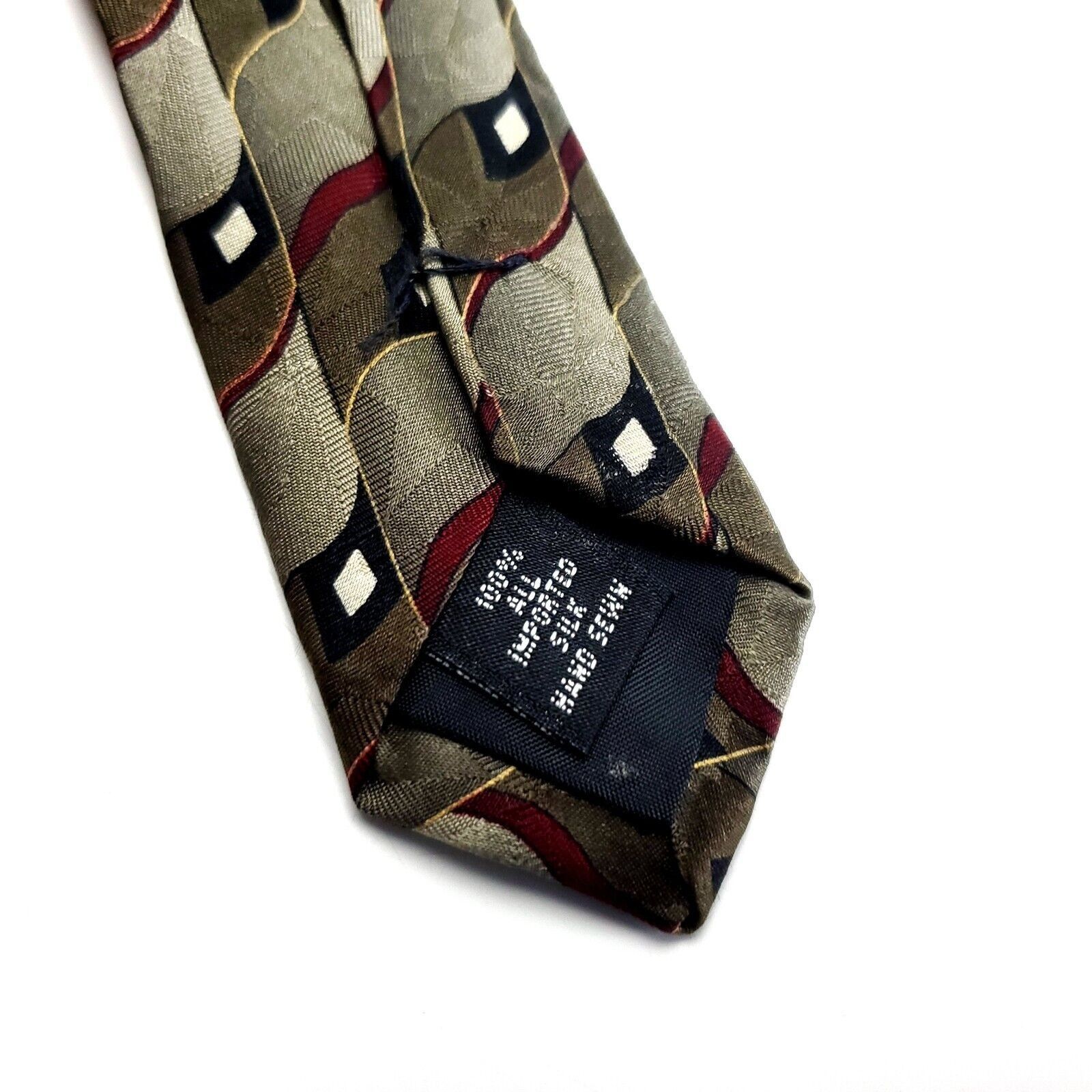 Croft & Barrow Croft Barrow Silk Tie Print Green Geometric Wide Size ONE SIZE - 4 Thumbnail
