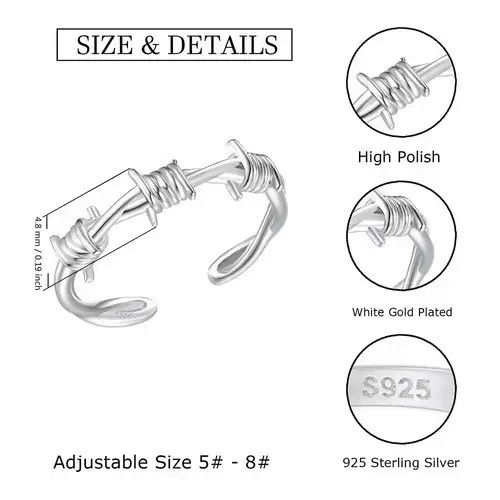 Ring Of Fire Twist Thorns Wire Ring Size ONE SIZE - 3 Thumbnail