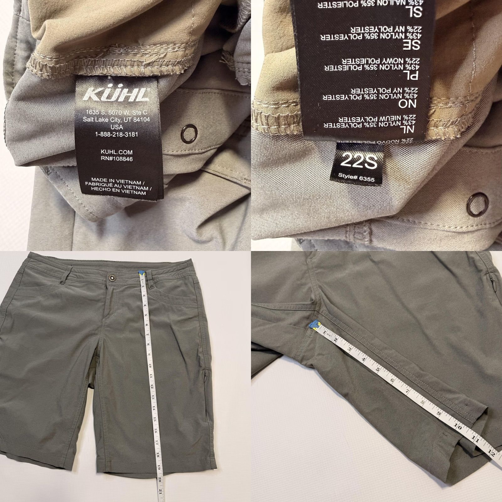 Vintage Kuhl Shorts Womens 14 Gray Zip Pocket Hiking Microfiber Lightweight 6355 Size 36" / US 14 / IT 50 - 8 Thumbnail
