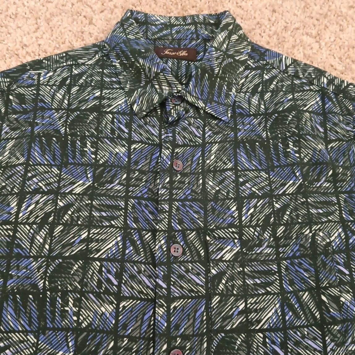 Tasso Elba Tasso Elba Shirt Mens M Blue Floral Short Sleeve Button-Up Silk Rayon Size US M / EU 48-50 / 2 - 2 Thumbnail