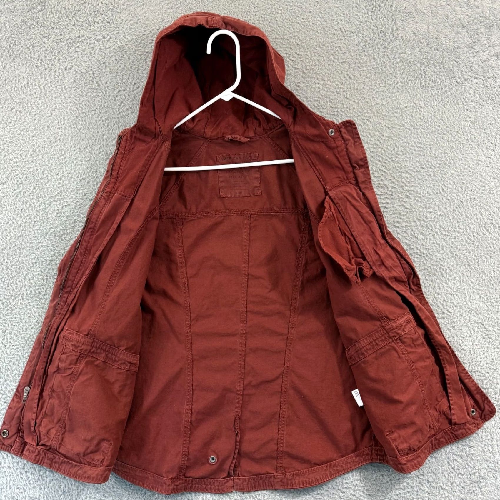 American Eagle Outfitters VINTAGE American Eagle Jacket Womens Medium Red Cargo Utility Military Hooded Zip Y2K Size M / US 6-8 / IT 42-44 - 6 Thumbnail