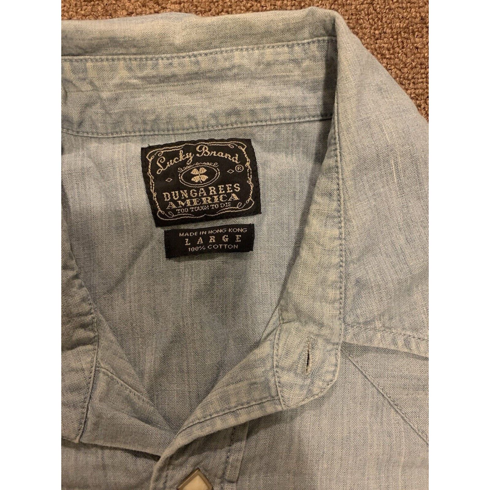 Lucky Brand Lucky Brand Dungarees Shirt Mens L Blue Cotton Button Down Size US L / EU 52-54 / 3 - 2 Thumbnail