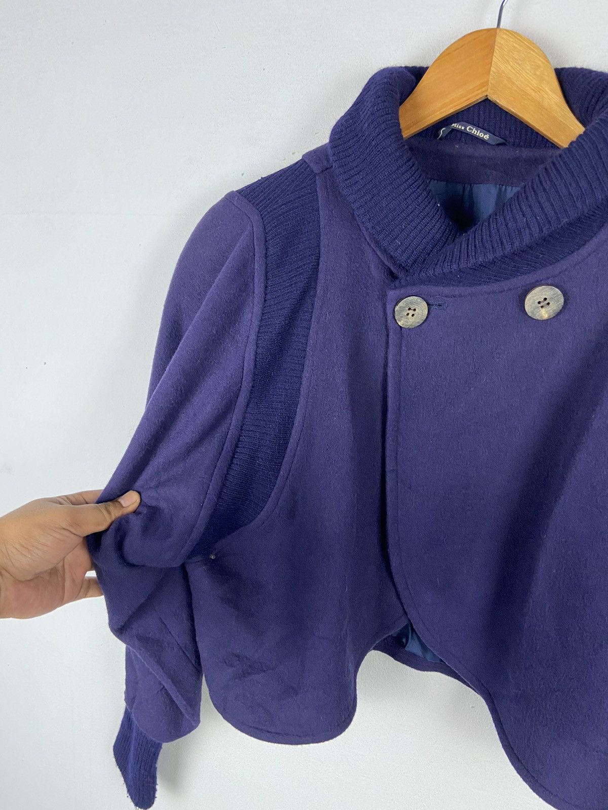Vintage Miss Chloe Cropped Blue Navy Woolen Jacket