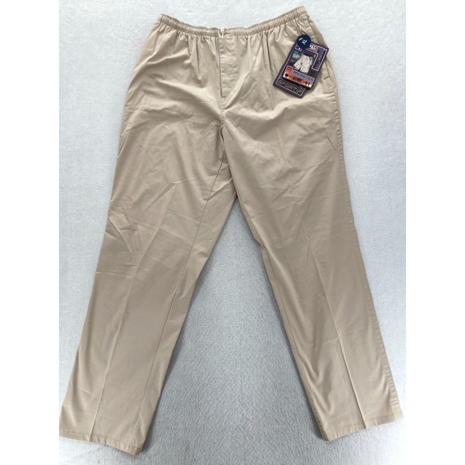Vintage VINTAGE Sportif Pants Mens XL Khaki Beige Stretch Fabric Waistband Straight NWT Size US 36 / EU 52 - 2 Thumbnail