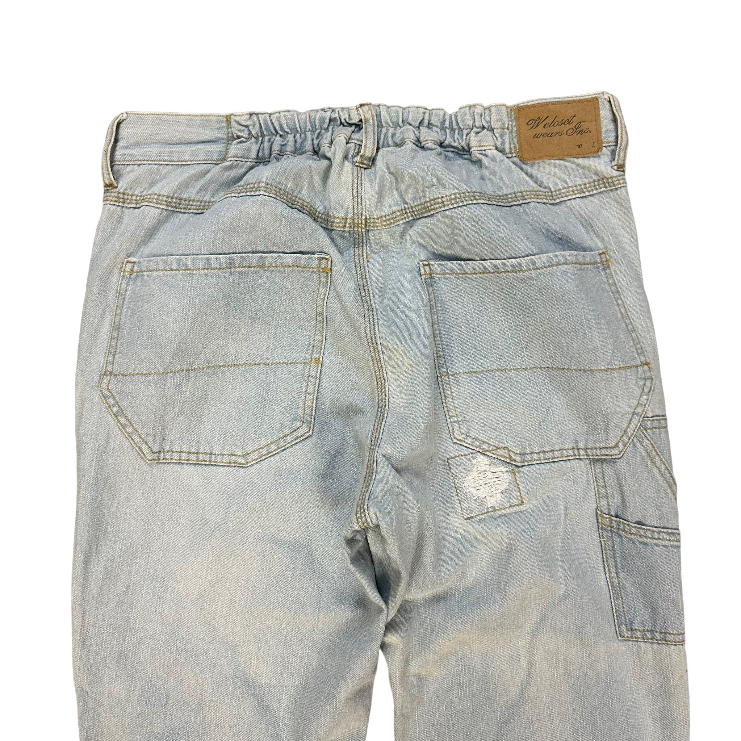 Japanese Brand W CLOSET BORO LIGHT WASH DRAWSTRING DENIM PANTS #8849-031 Size US 33 - 9 Thumbnail