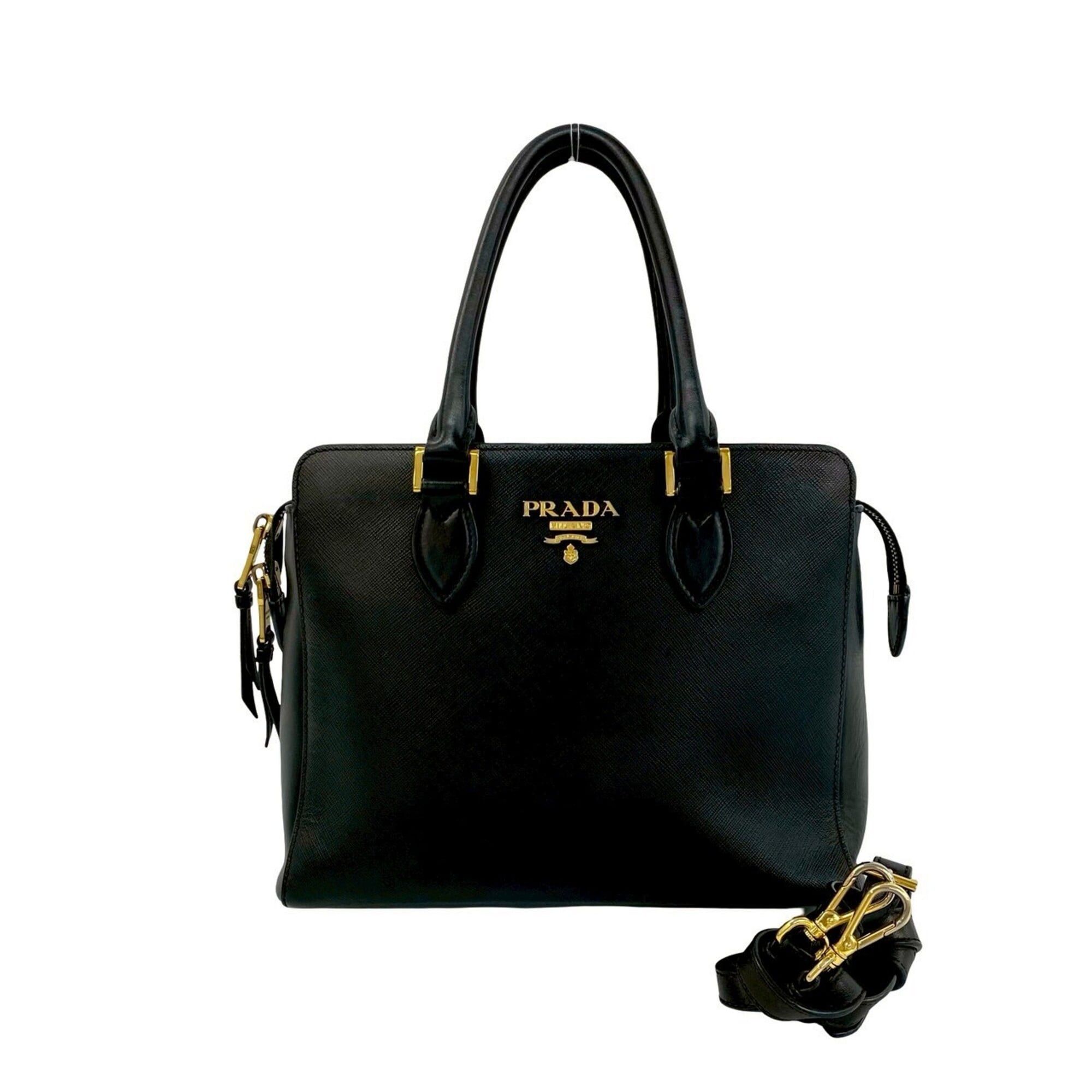 Prada Prada Logo Hardware Saffiano Leather Genuine 2-way Handbag Mini Tote Bag Shoulder Black 210-6 Size ONE SIZE - 1 Thumbnail