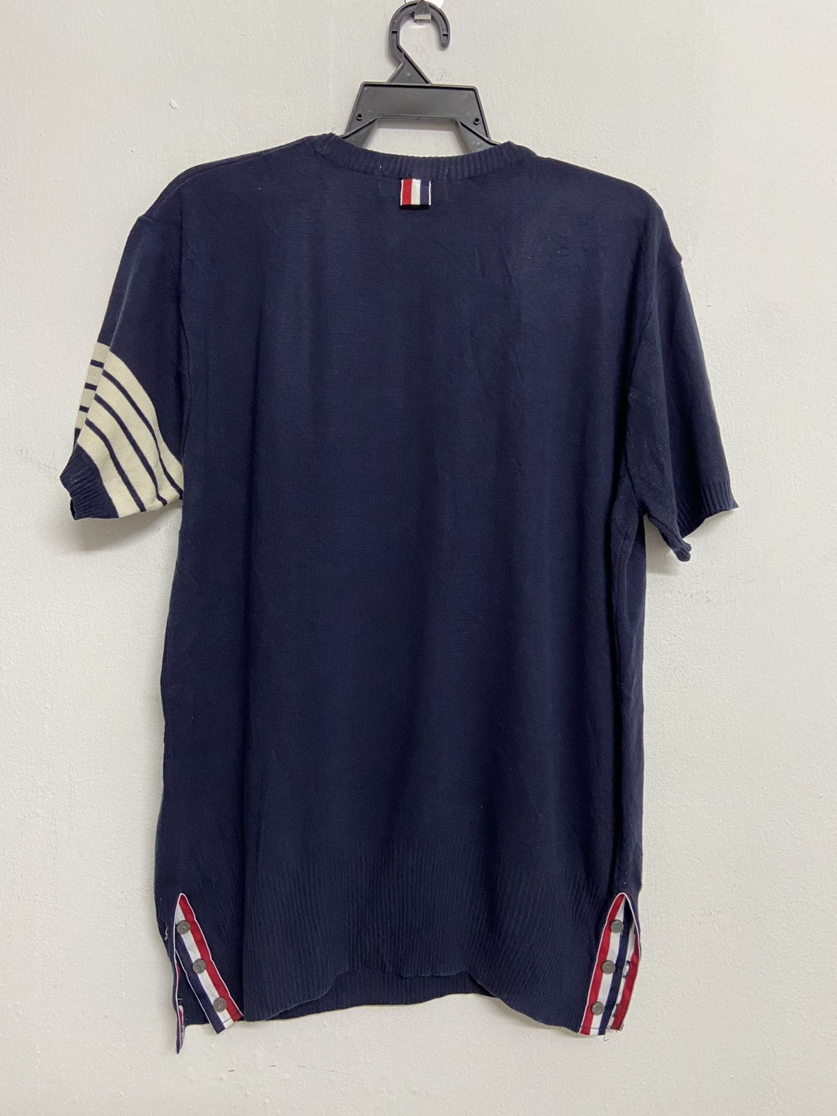 Thom Browne Thom Browne Navy Cashmere 4-bar Short Sleeve Tee Size US L / EU 52-54 / 3 - 3 Thumbnail