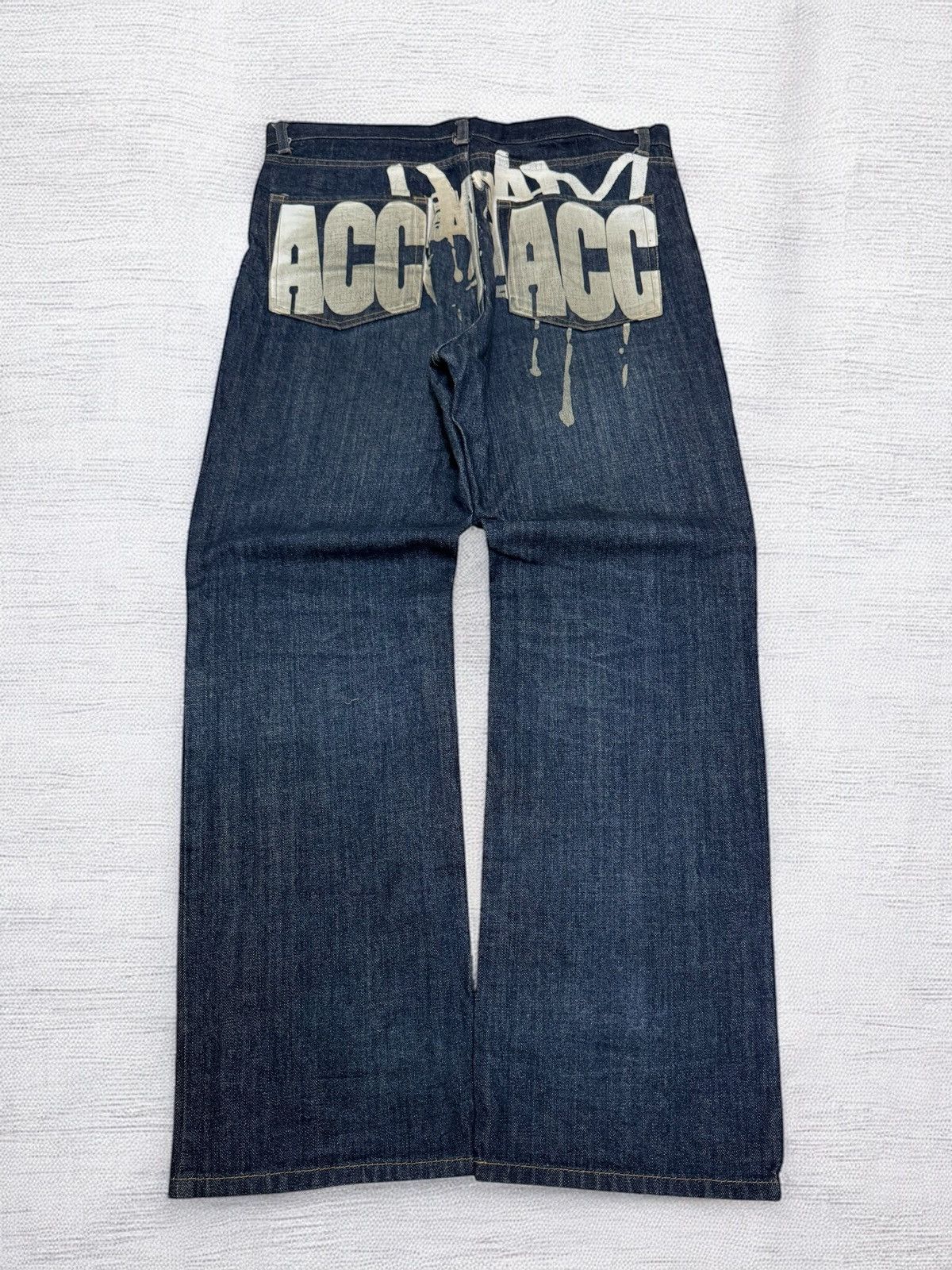 Japanese Brand ACC Asian Can Controllerz Wide Leg Denim with Back Graphic Size US 35 - 1 Thumbnail