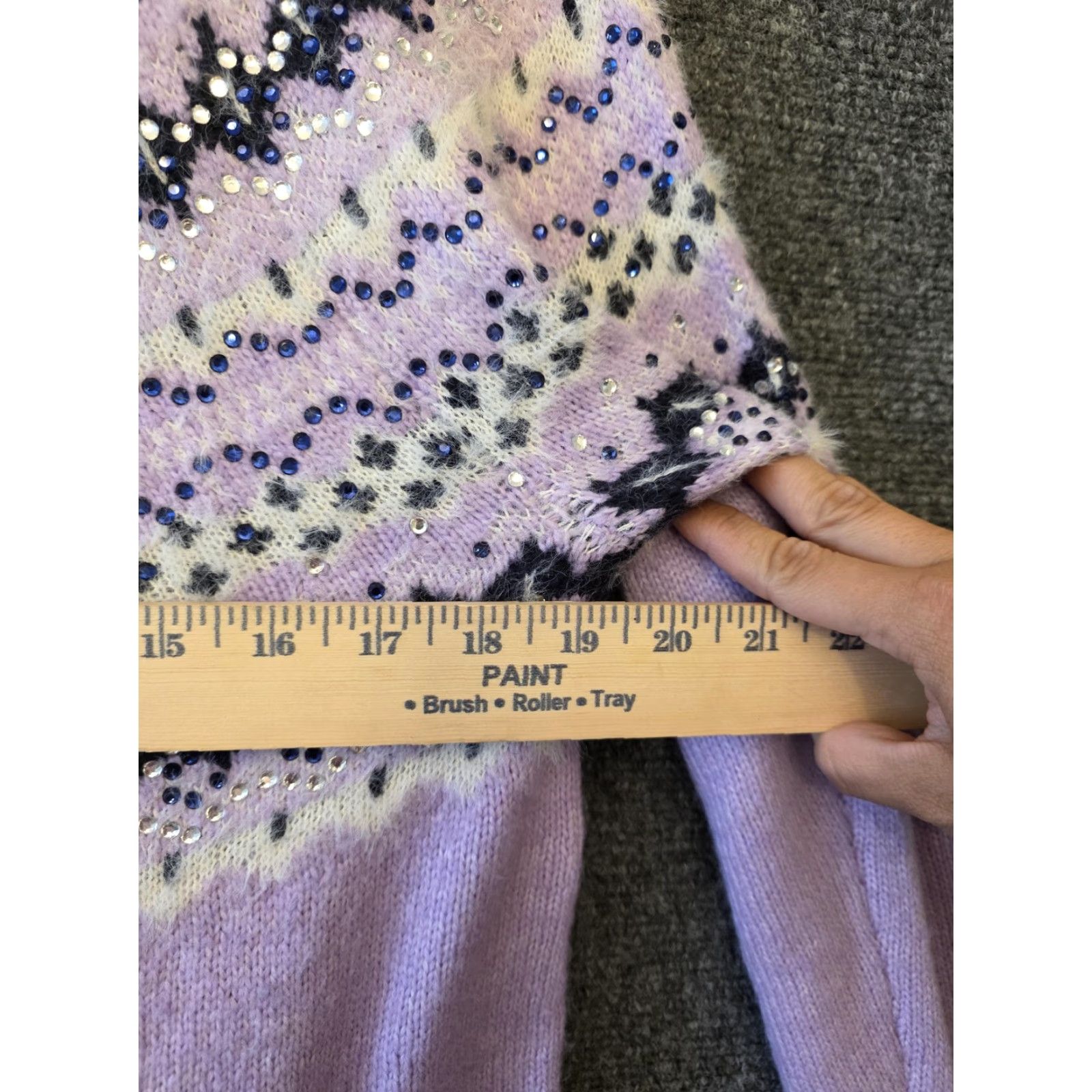 Talbots Talbots Sweater Womens Large Purple Fair Isle Rhinestone Knit Pullover Size L / US 10 / IT 46 - 7 Thumbnail