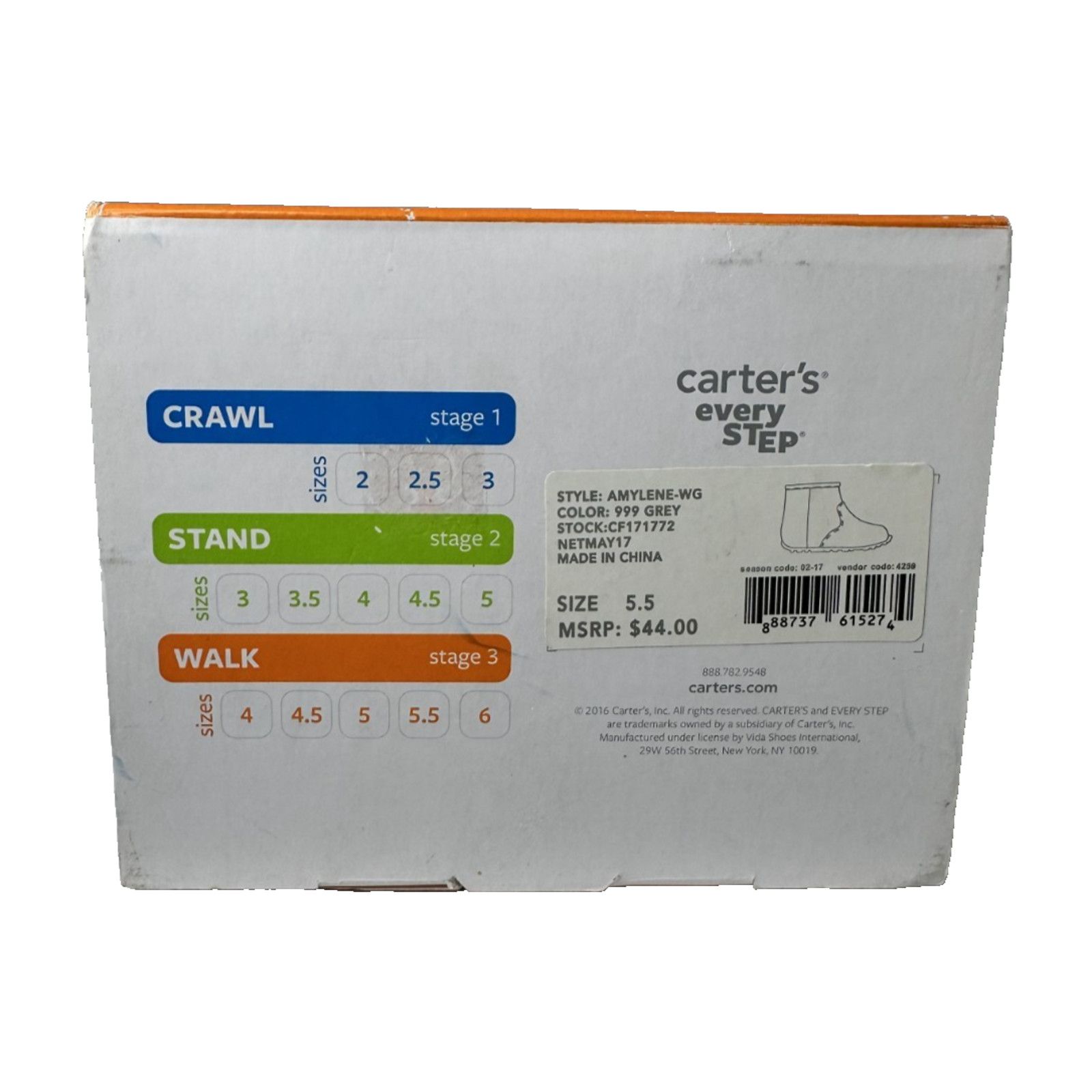 Carter's New Carter's Amylene WG Girls Glitter Crawl Stand Boots Gray Size US 5.5 / IT 35.5 - 2 Thumbnail