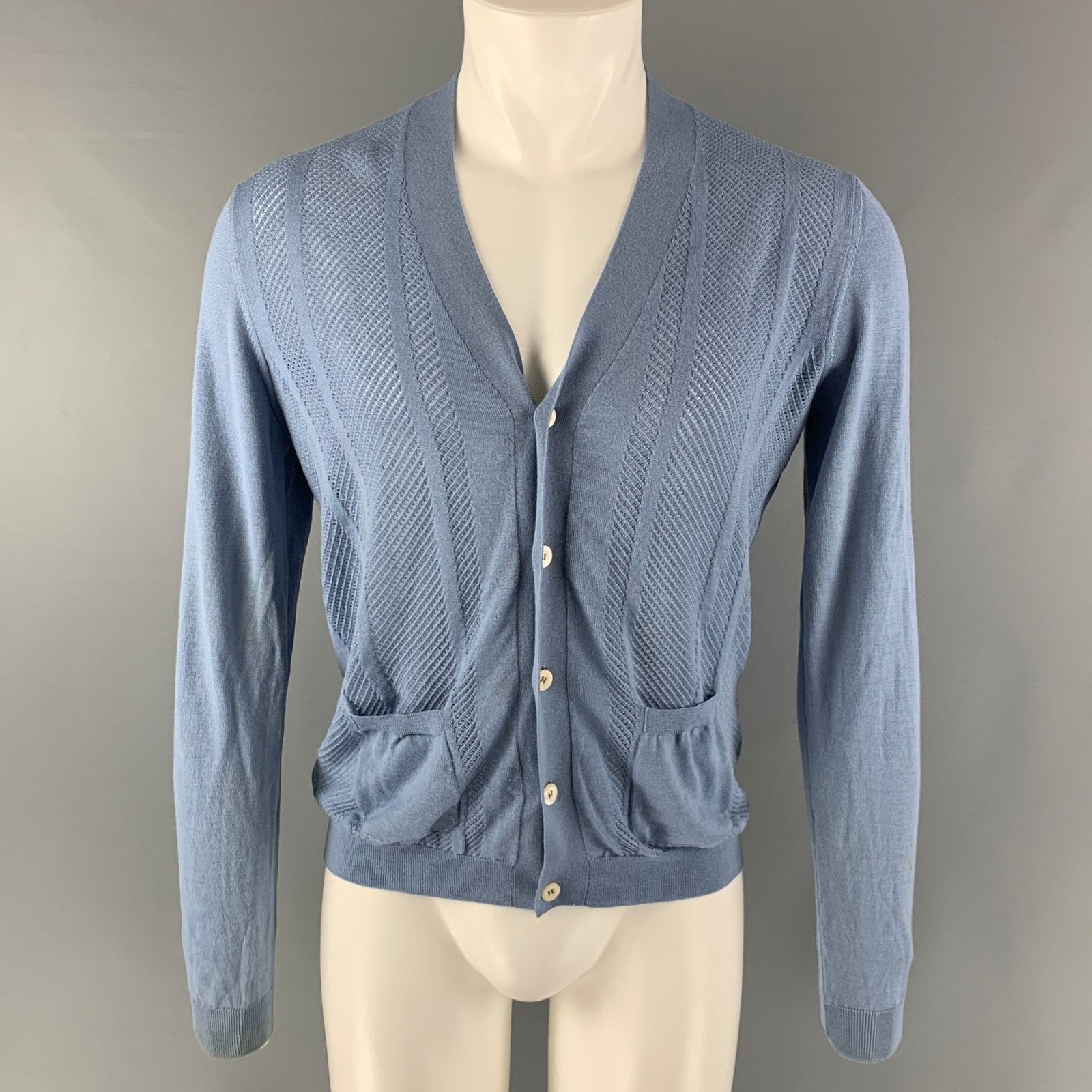 Prada RARE Prada Vintage Archive Hard Knit Navy Sweater High Neck 