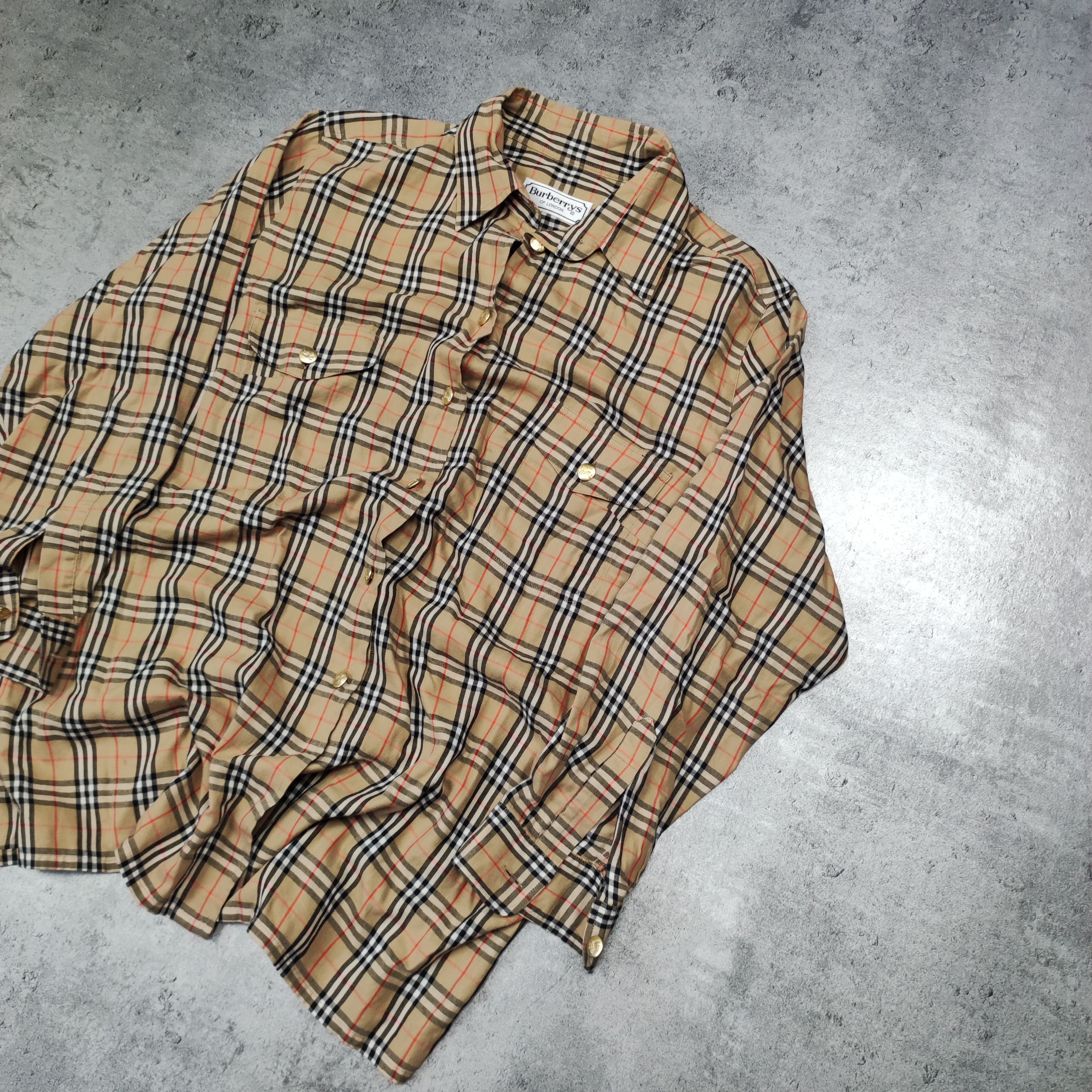 Burberry × Vintage Vintage RARE Burberry London Nova Checkered Pocket Shirt Size XL / US 12-14 / IT 48-50 - 2 Thumbnail