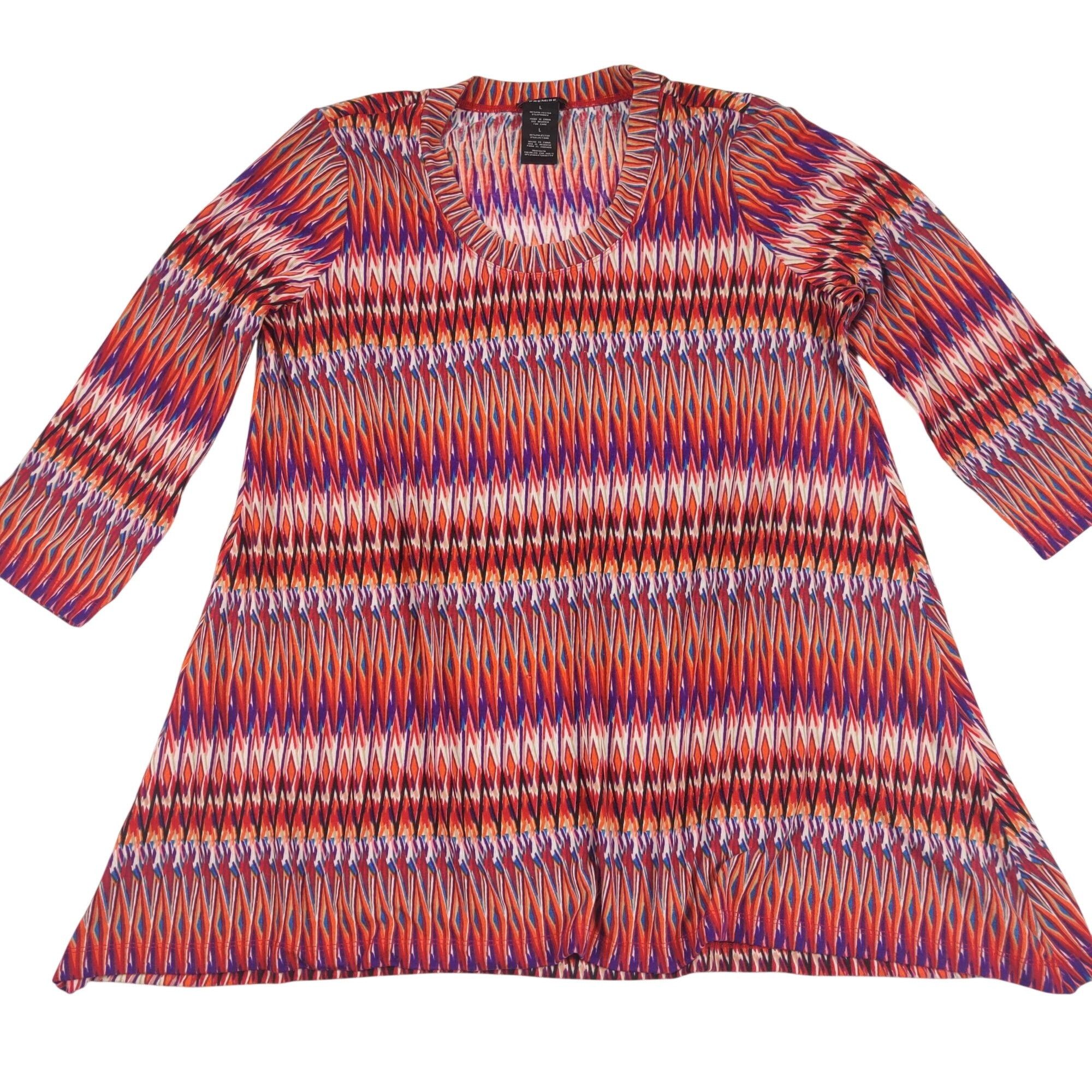 Other Premise Colorful Tunic Top L Red Orange Abstract Chevron Boh Size L / US 10 / IT 46 - 1 Thumbnail