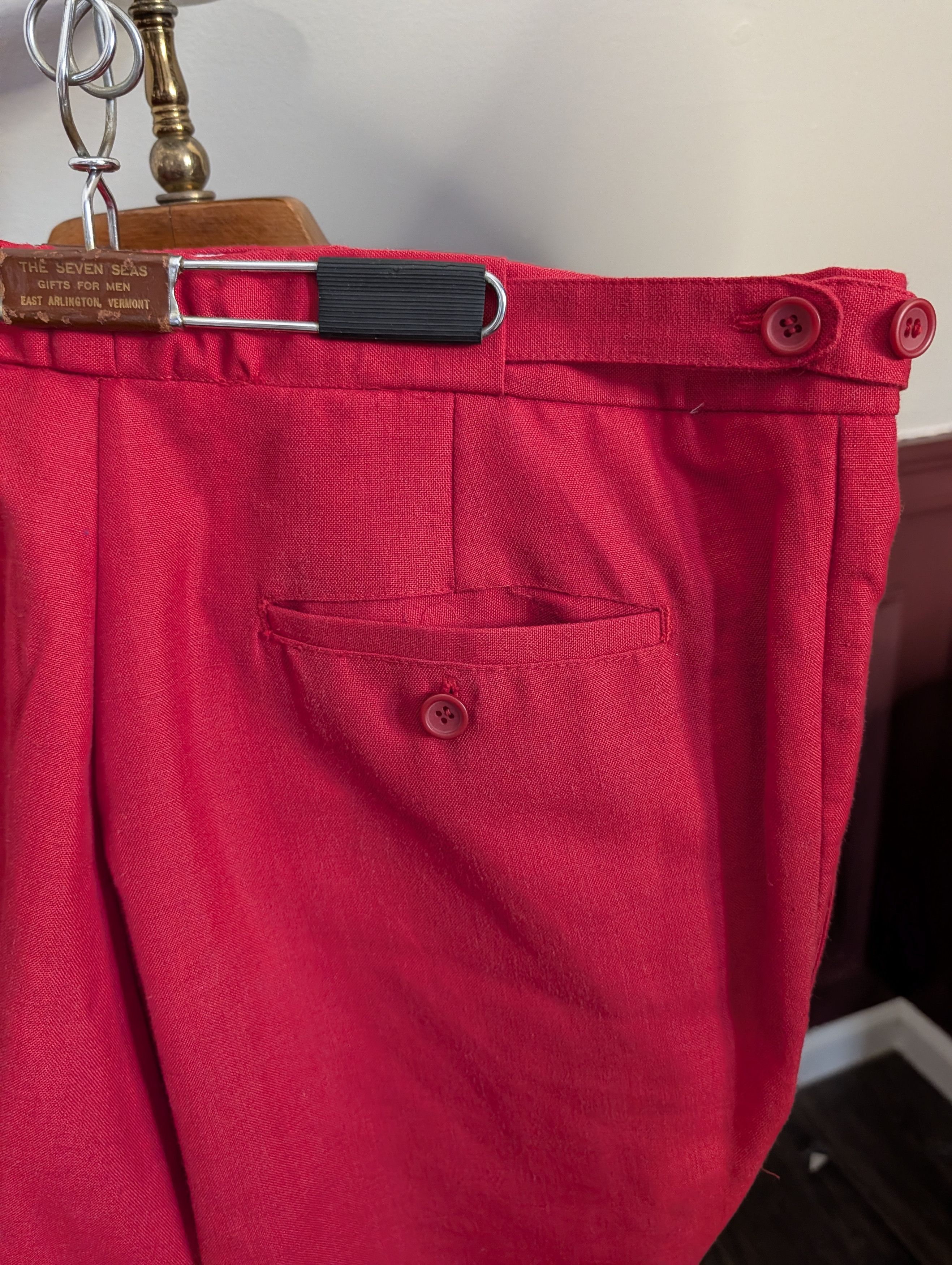 Island Shores ISLANDER LINEN Vintage red adjustable Bermuda shorts Size US 38 / EU 54 - 8 Thumbnail