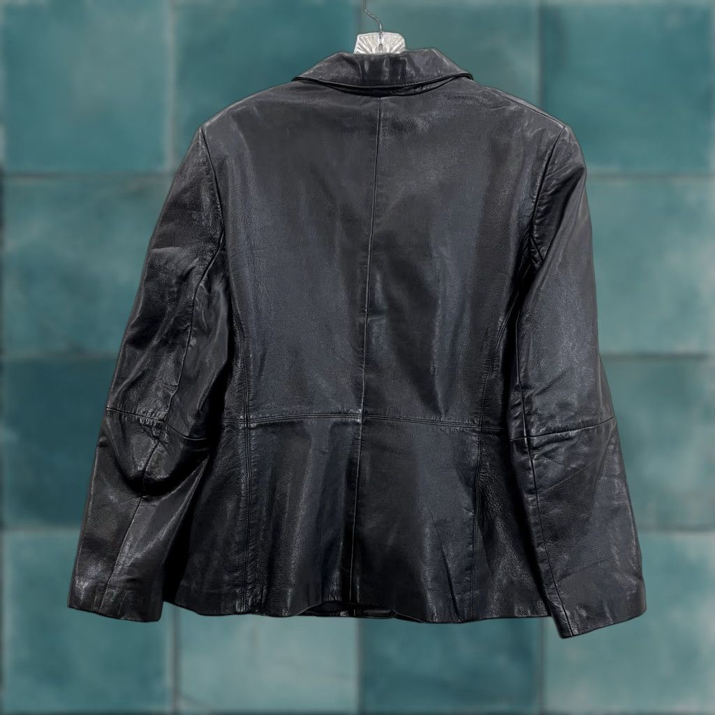 Vintage VINTAGE 90s Y2K Black Leather Jacket Womens XL 14 Large Patent Lined Button Up Grunge - Amanda Smith Size XL / US 12-14 / IT 48-50 - 1 Thumbnail