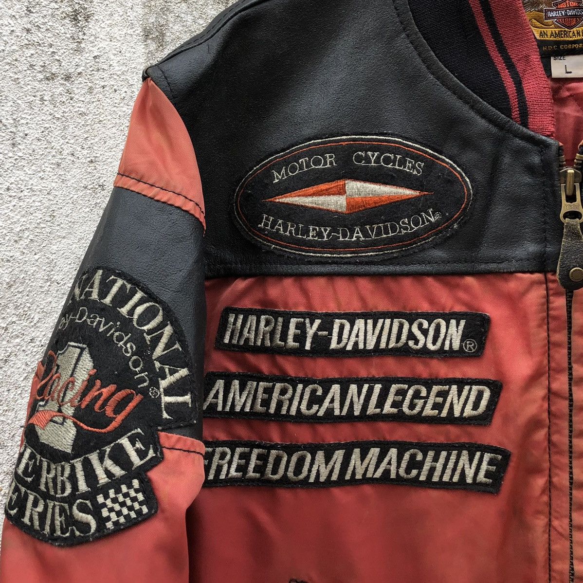 Harley Davidson Vintage Harley Davidson Racing Cowhide/Nylon Bomber Jacket Size US M / EU 48-50 / 2 - 2 Thumbnail