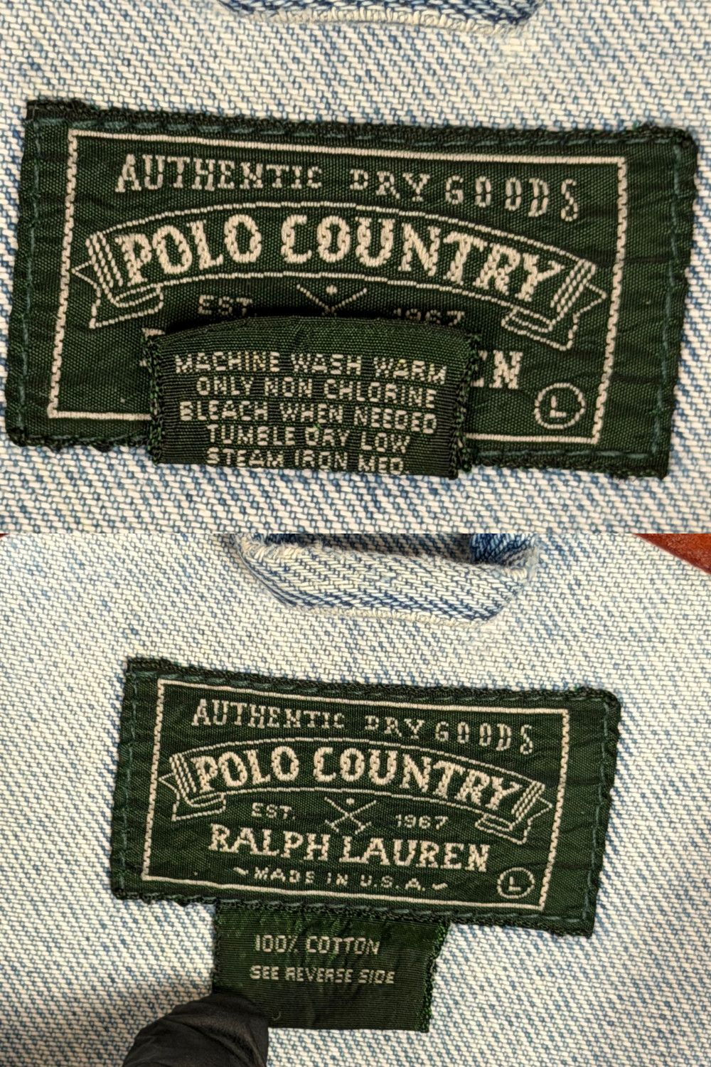 Polo Ralph Lauren 90s Polo Country RL American Flag Denim Trucker Jacket Size US L / EU 52-54 / 3 - 6 Thumbnail
