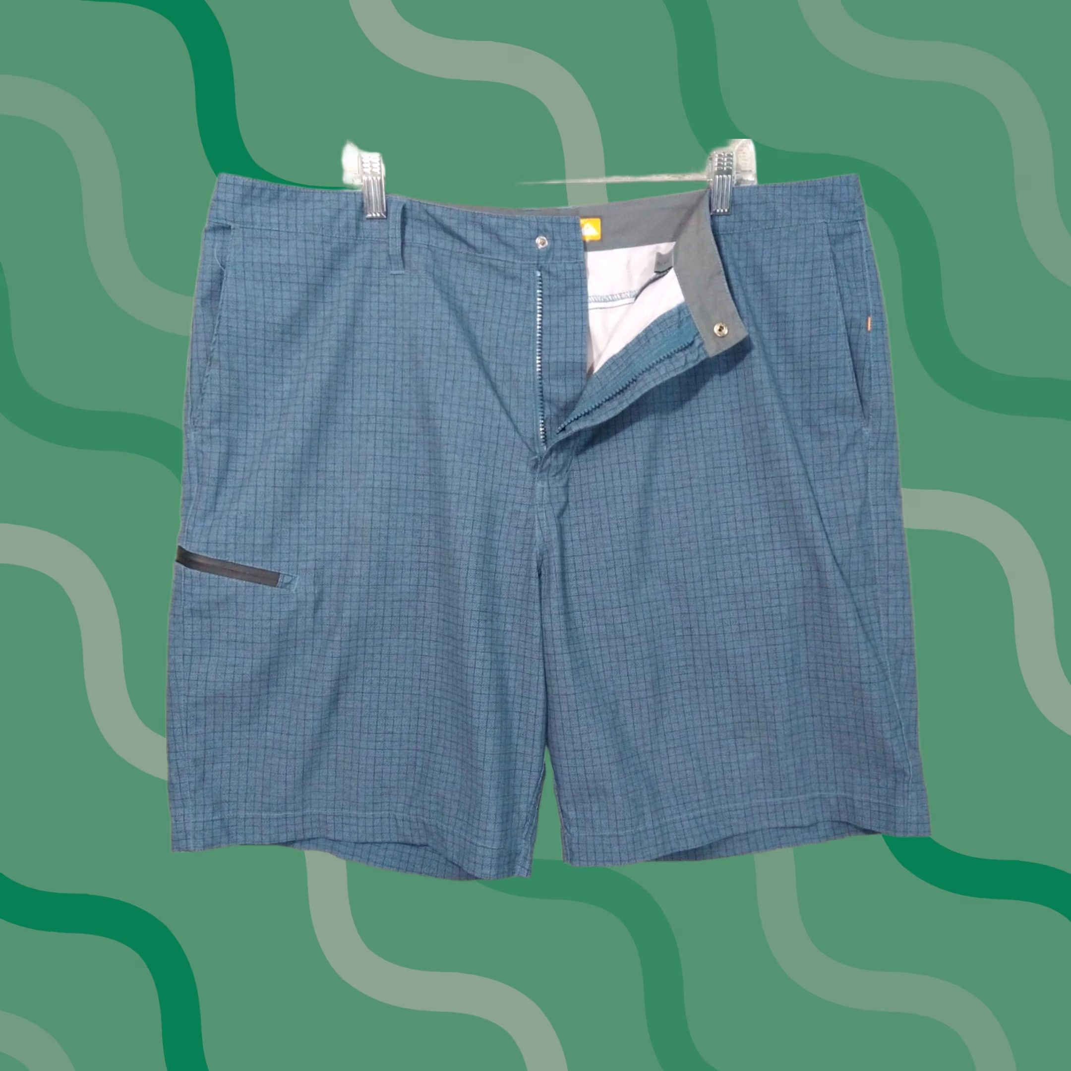 Quiksilver Quiksilver Shorts Mens 40 Blue Plaid Waterman Collection Hybrid Swim Trunks Size US 40 / EU 56 - 1 Thumbnail