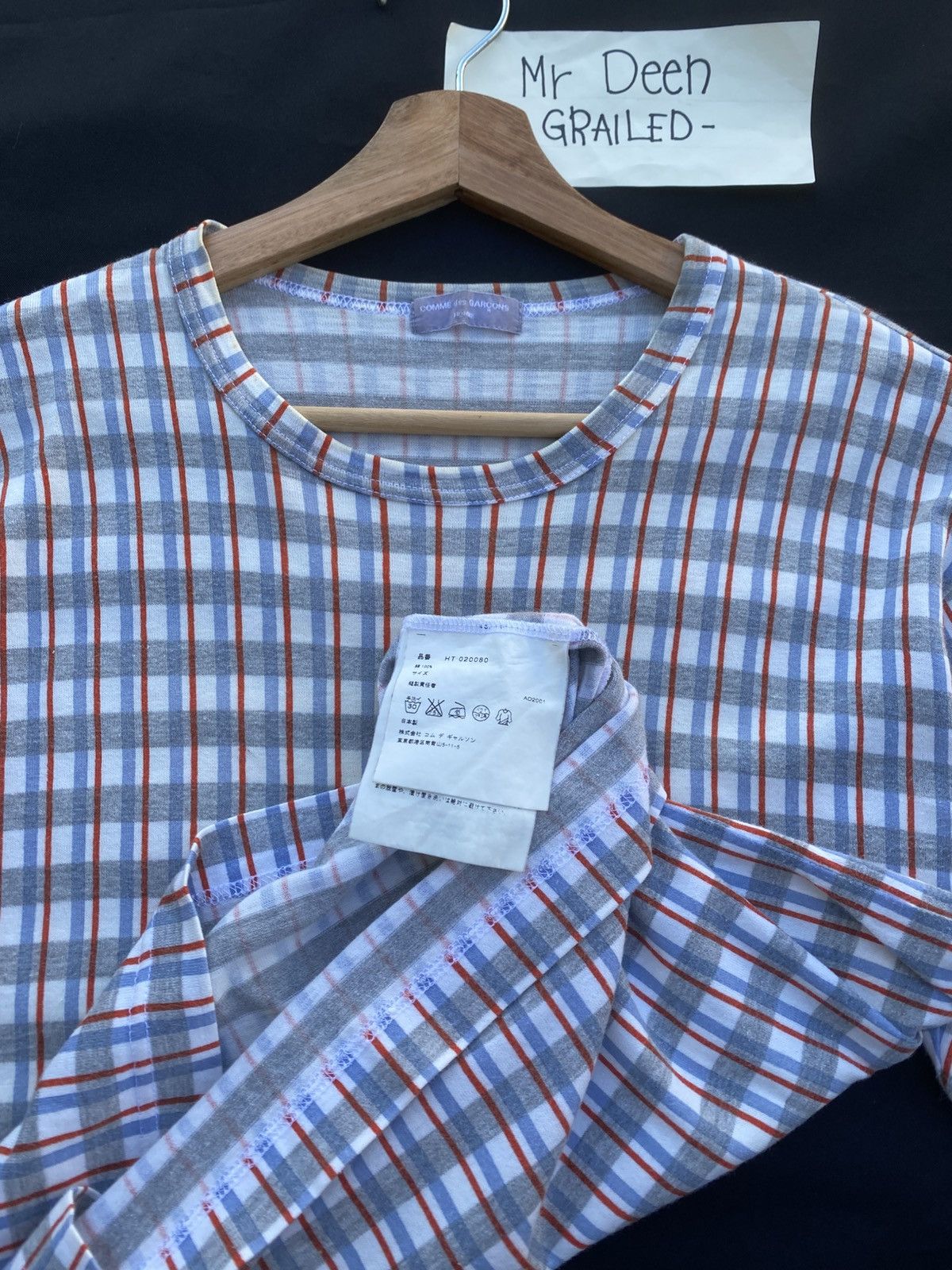 Rare Vtg AD2001 Comme Des Garcons CDG Checkered Tshirt