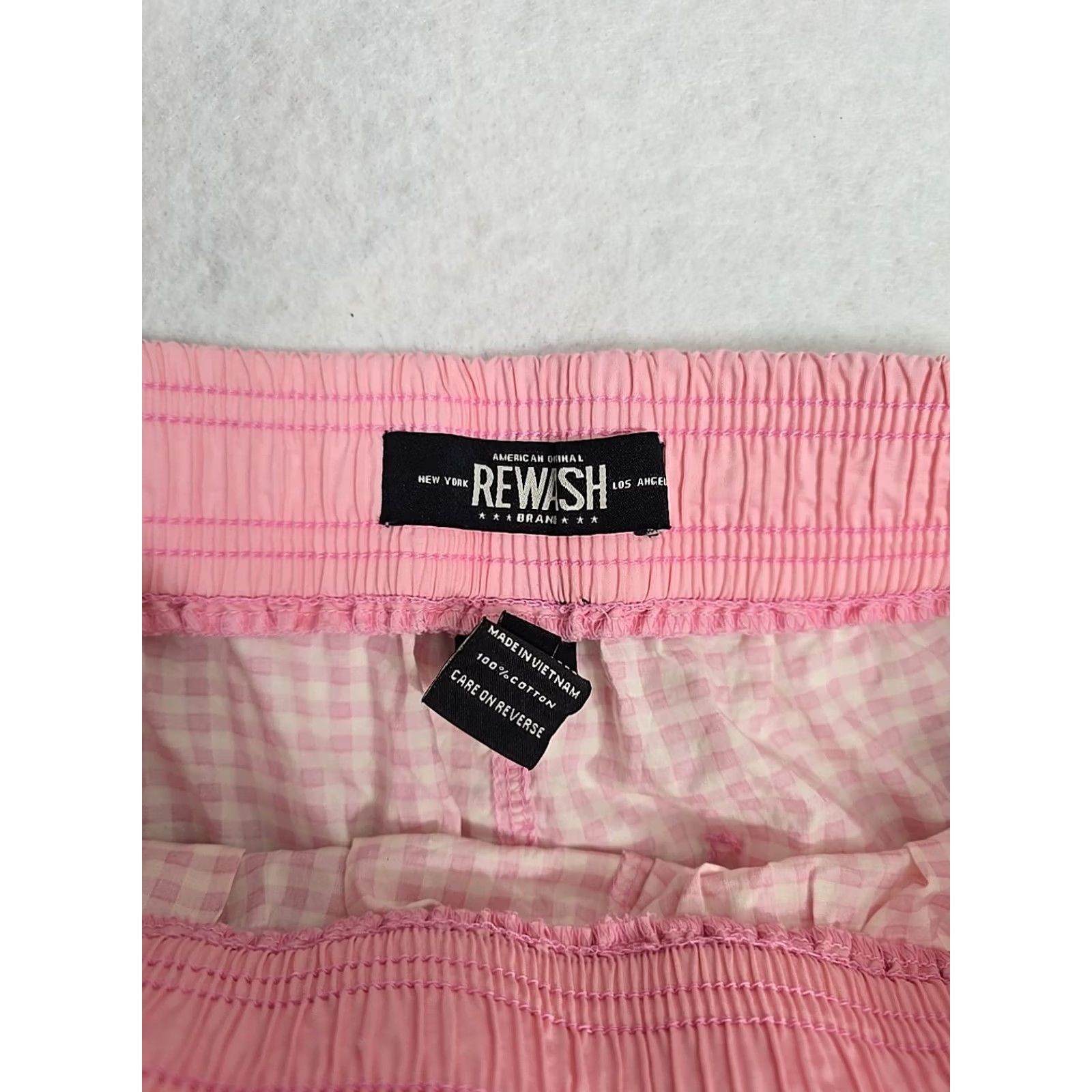 Vintage Rewash Ditsy Shorts Womens Pink Checkered Elastic Waist size L Size 36" / US 14 / IT 50 - 4 Thumbnail