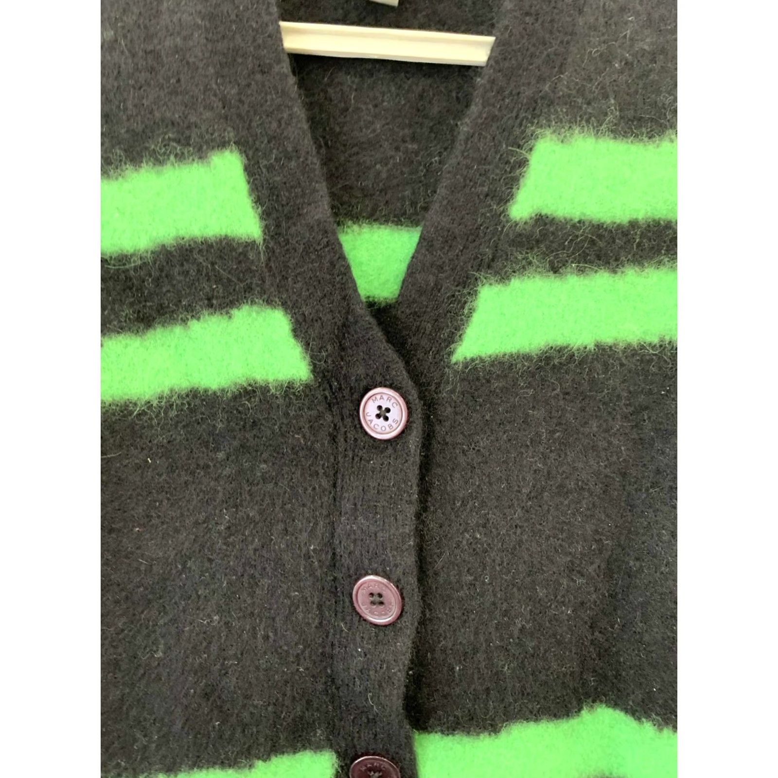 Marc by Marc Jacobs Marc by Marc Jacobs Cardigan Sweater Striped Black Fuzzy Knit Size M Womens Logo Pattern Vintage? Size M / US 6-8 / IT 42-44 - 5 Thumbnail
