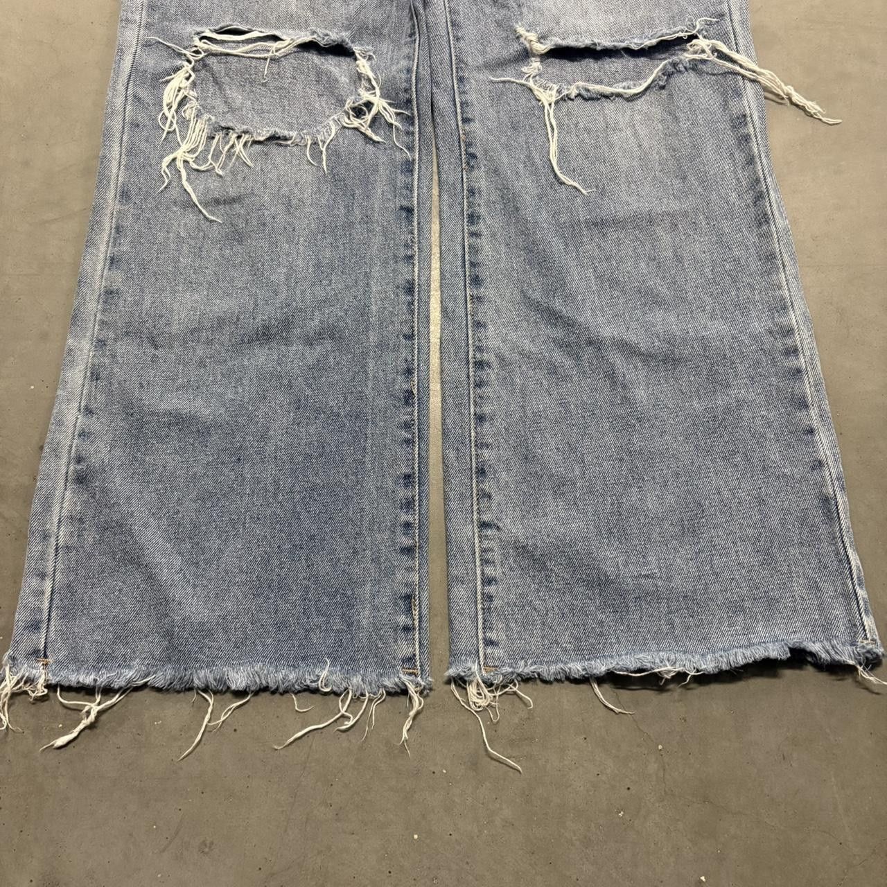 Rsq Crazy Vintage Y2K/2000s WideLeg Baggy RSQ Ripped Skater Style Medium Wash Denim Jeans! Size 24" / US 00 / IT 34 - 3 Thumbnail