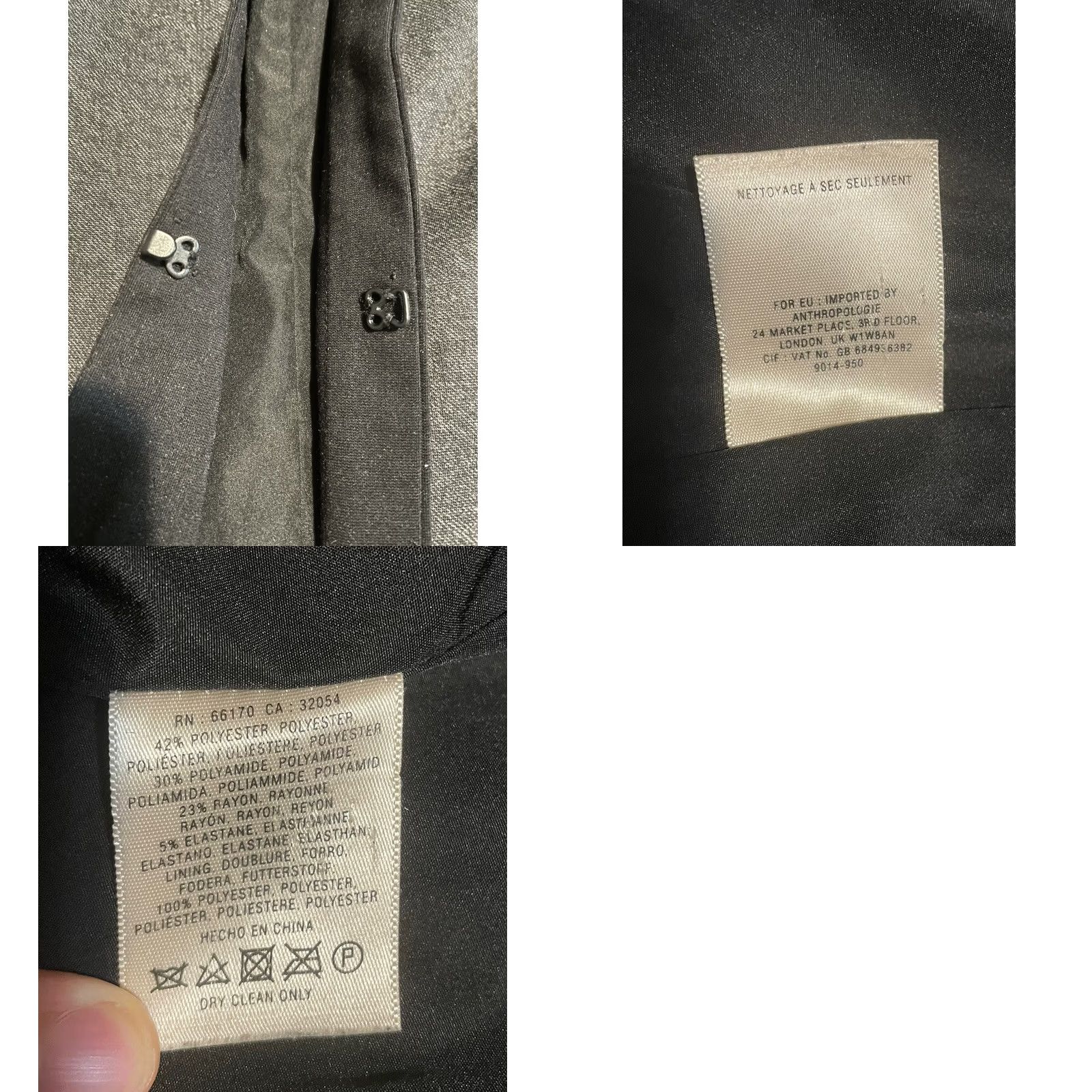 Anthropologie Cartonnier Blazer Women’s Gray Black Trim One Button Ruffle Jacket Size 4 Size S / US 4 / IT 40 - 8 Thumbnail
