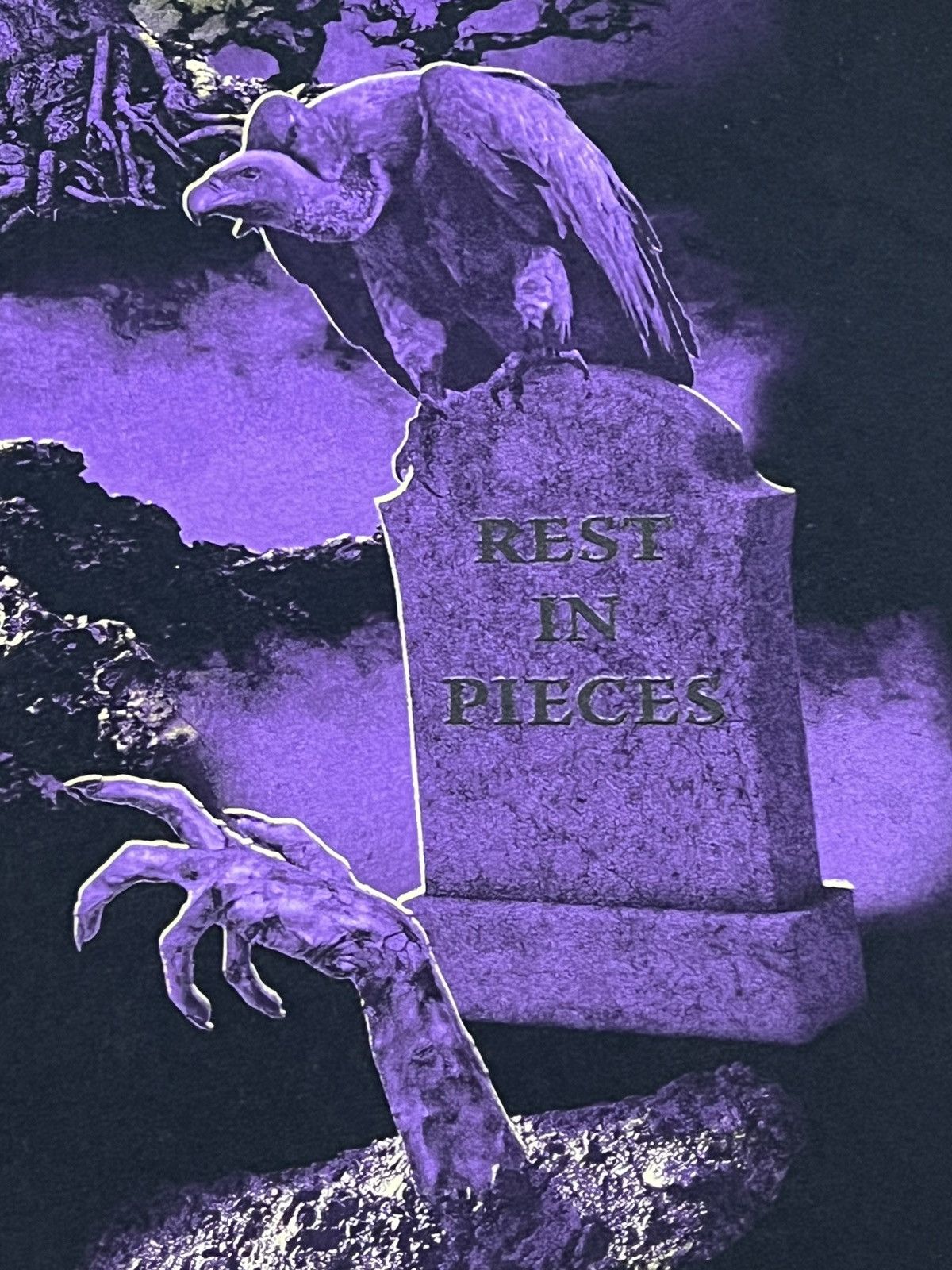Other Halloween Horror Graveyard Big Graphic Black Tee Size US XXL / EU 58 / 5 - 11 Thumbnail