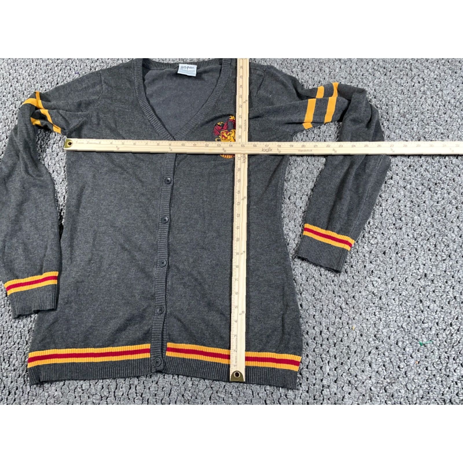 Vintage Harry Potter Gryffindor Varsity Cardigan Women's XL Gray Sweater Crest Patch Size XL / US 12-14 / IT 48-50 - 4 Thumbnail