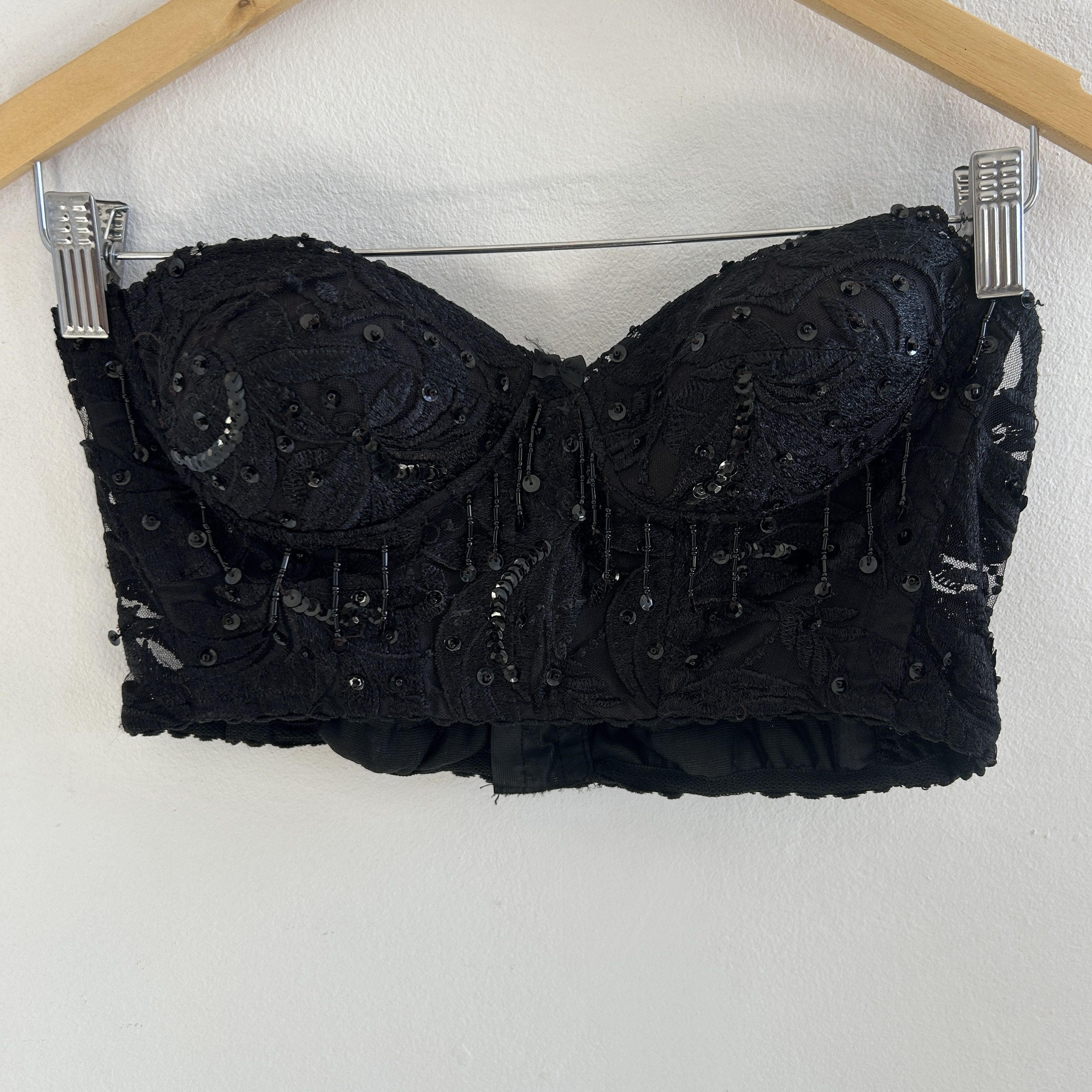 Vintage Vintage 90s Black Lace Bustier Top Size M / US 6-8 / IT 42-44 - 7 Thumbnail
