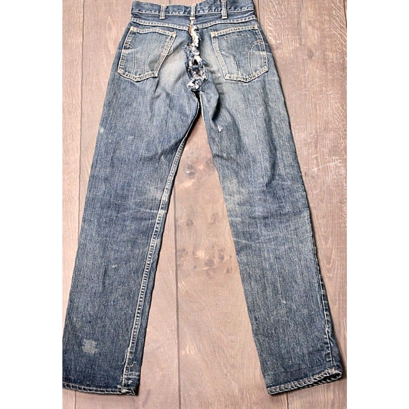 Vintage 60s Selvage Jeans VTG J.M. McDonald Co. Blue Denim 28.5x31.75 Regular 1960s Mens Boys Rockabilly Jeans Size US 29 - 2 Thumbnail