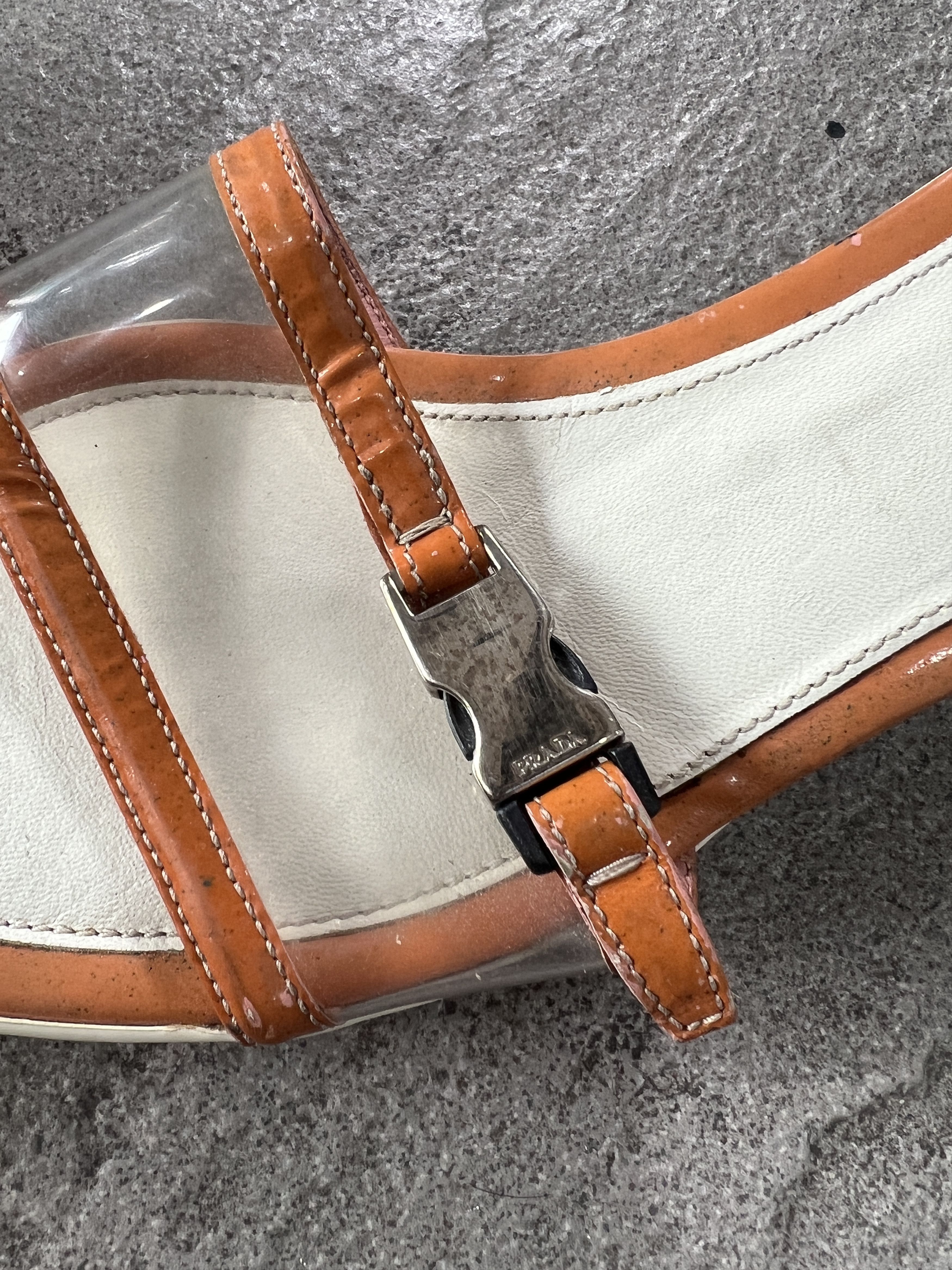 Prada Prada Clear PVC Leather Kitten Heel Slide Sandals 38 Size US 7.5 / IT 37.5 - 8 Thumbnail