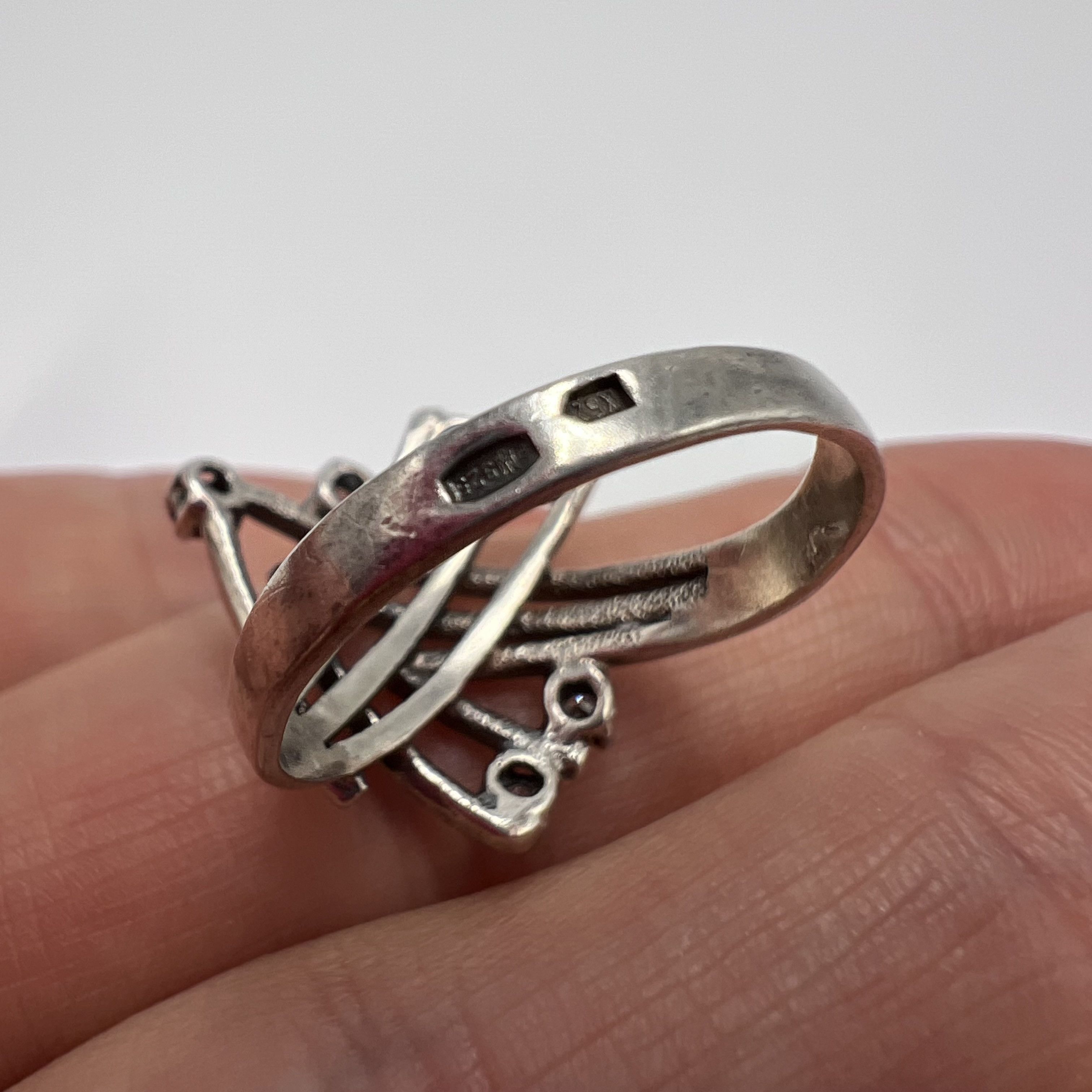 Vintage Vintage USSR Ring Sterling Silver 925 Stone Jewelry S 8U Size ONE SIZE - 9 Thumbnail