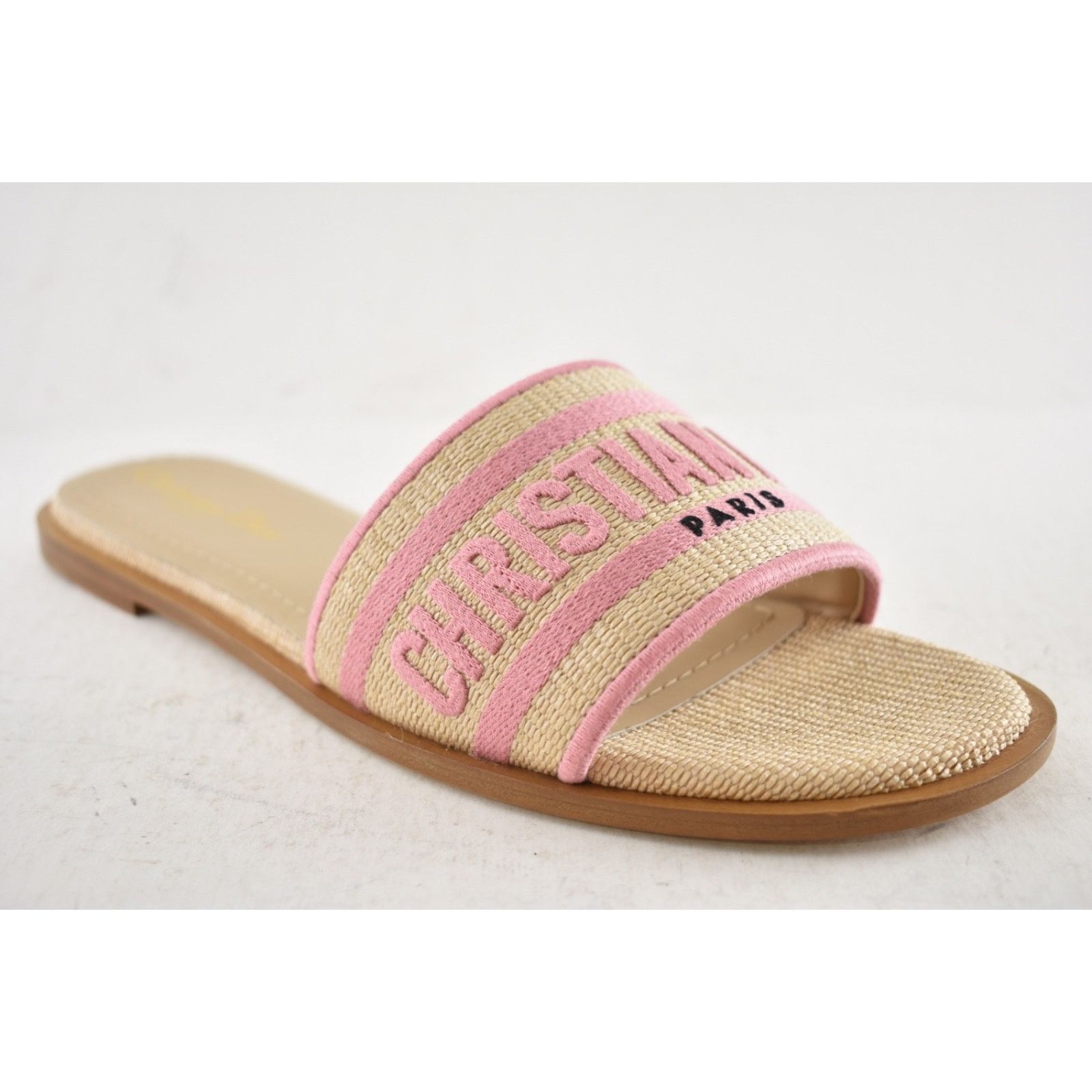 Dior Christian Dior Dway Pink Beige Raffia Logo Slide Sandal 38.5 Size US 8.5 / IT 38.5 - 5 Thumbnail