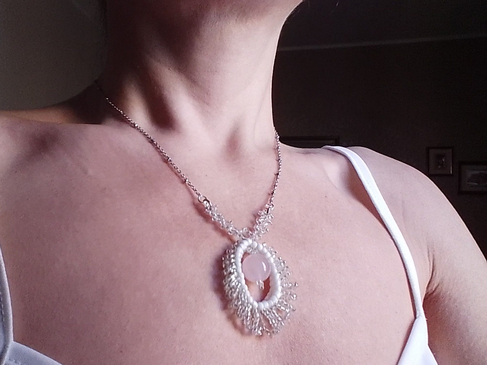 Handmade Necklace Rose quartz pendant chakra Crystaltherapy Size ONE SIZE - 4 Thumbnail